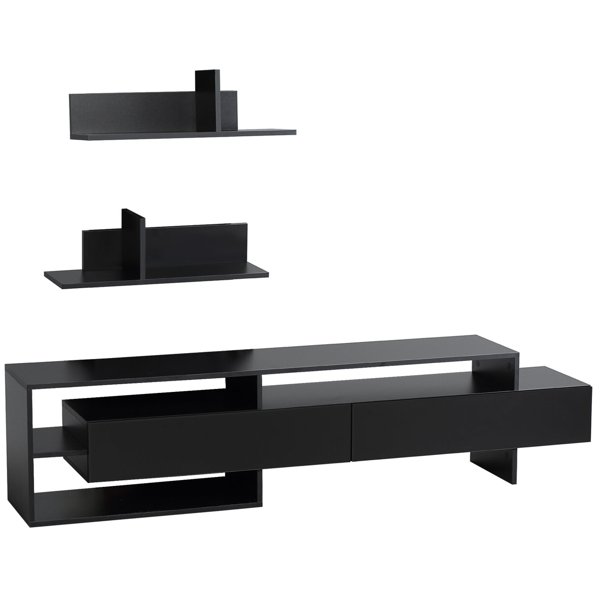 Easycomfort Mobiele TV-deur Modern met 2 Houten Menu&#39s, Open Behang en Garderobekast, Zwart