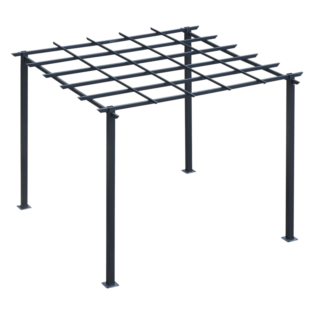 EASYCOMFORT Tuinpergola-constructie in zwart metaal 300 x 300 x 230 cm