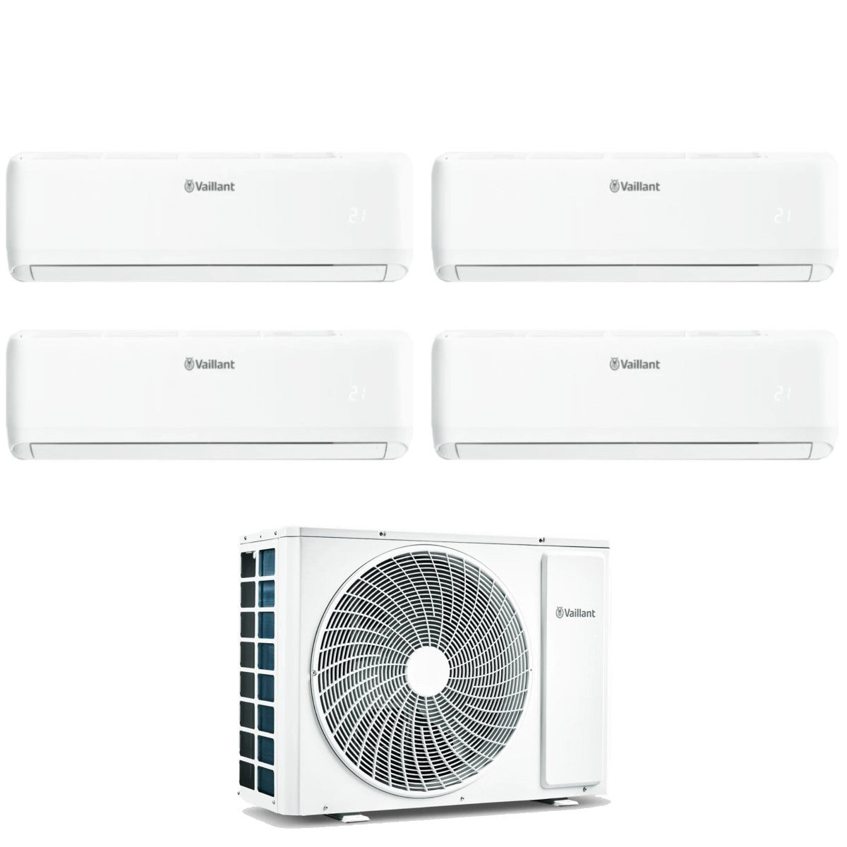 Airconditioner Vaillant Square Split Inverter Serie CLIMAVAIR PRO 7+7+9+18 met VAM1-080A4NO R-32 Wi-Fi Geïntegreerd 7000+7000+9000+18000