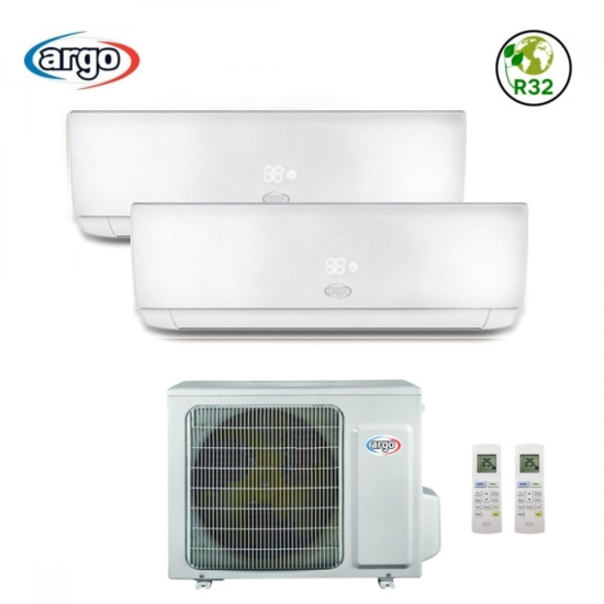 ARGO DUAL SPLIT INVERTER AIRCONDITIONER ECOLIGHT 9+12 R-32 klasse A++/A+ 9000+12000 serie
