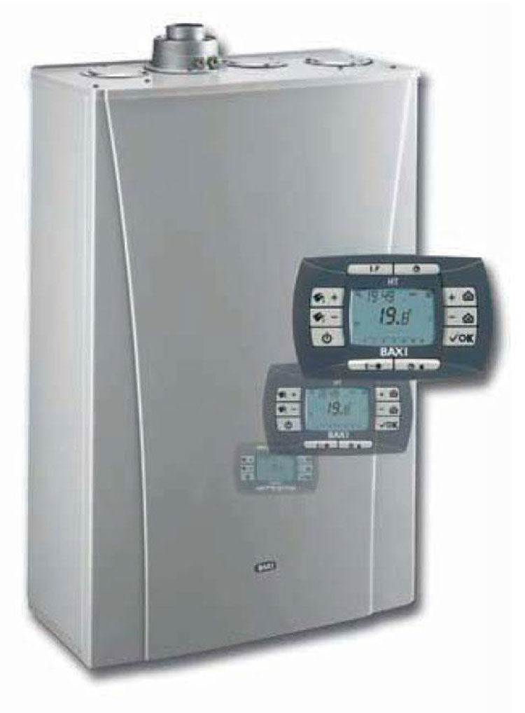 Gas CALDAIA BAXI LUNA3 SILVER SPACE HT 240 A CONDENSATIE GPL EXTERNE COMPLETE ROOKKIT DUBBELE ROOKKIT