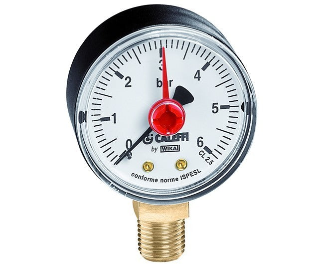 Caleffi radiale aansluiting manometer Uni Precision klasse 2.5 temperatuurbereik -20/90 °C Inail goedgekeurd 3/8&#39&#39 0-10 streepjescode 557710