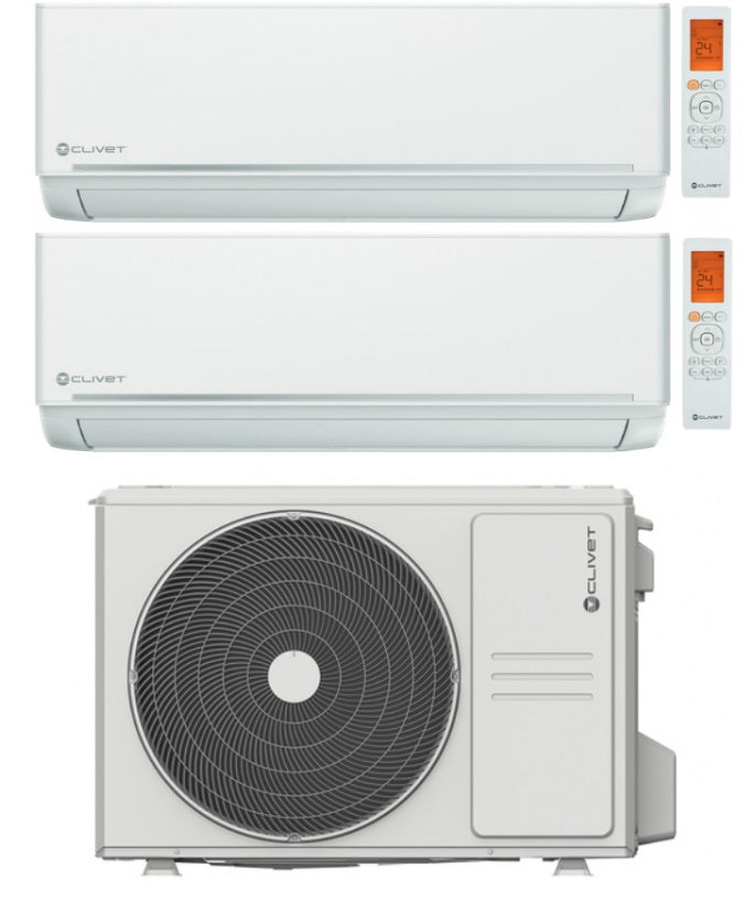 Airconditioner Clivet Dual Split Inverter EZCool 9000+12000 btu met MU2-Y53M Wi-Fi Optioneel 9+12