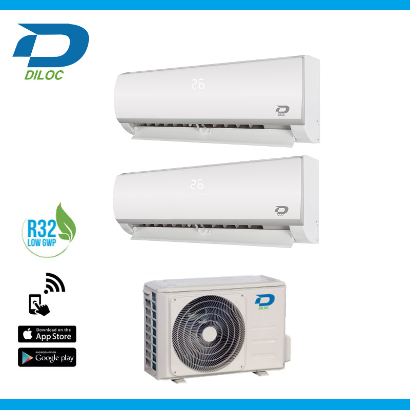 Diloc Dual Split Inverter Airconditioner FROZEN 12+12 serie met D.FROZEN360 R-32 Wi-Fi Optioneel 12000+12000
