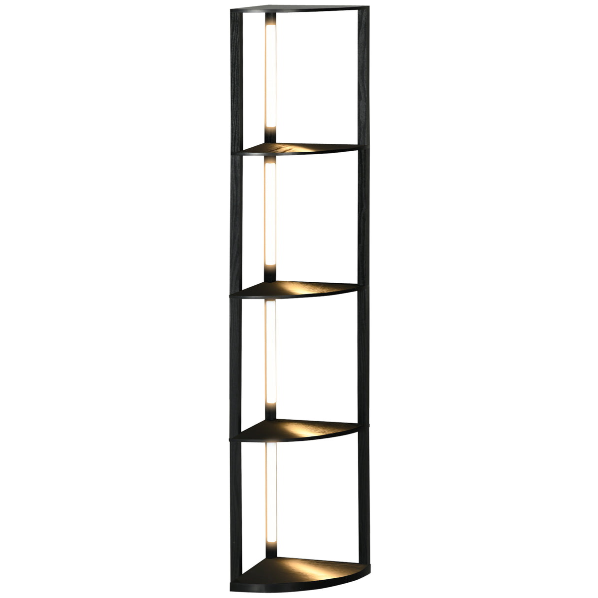 Easycomfort Land to Column Light in MDF met 4 ribben en 3000K LED-verlichting, 41x29,5x163,5 cm, zwart