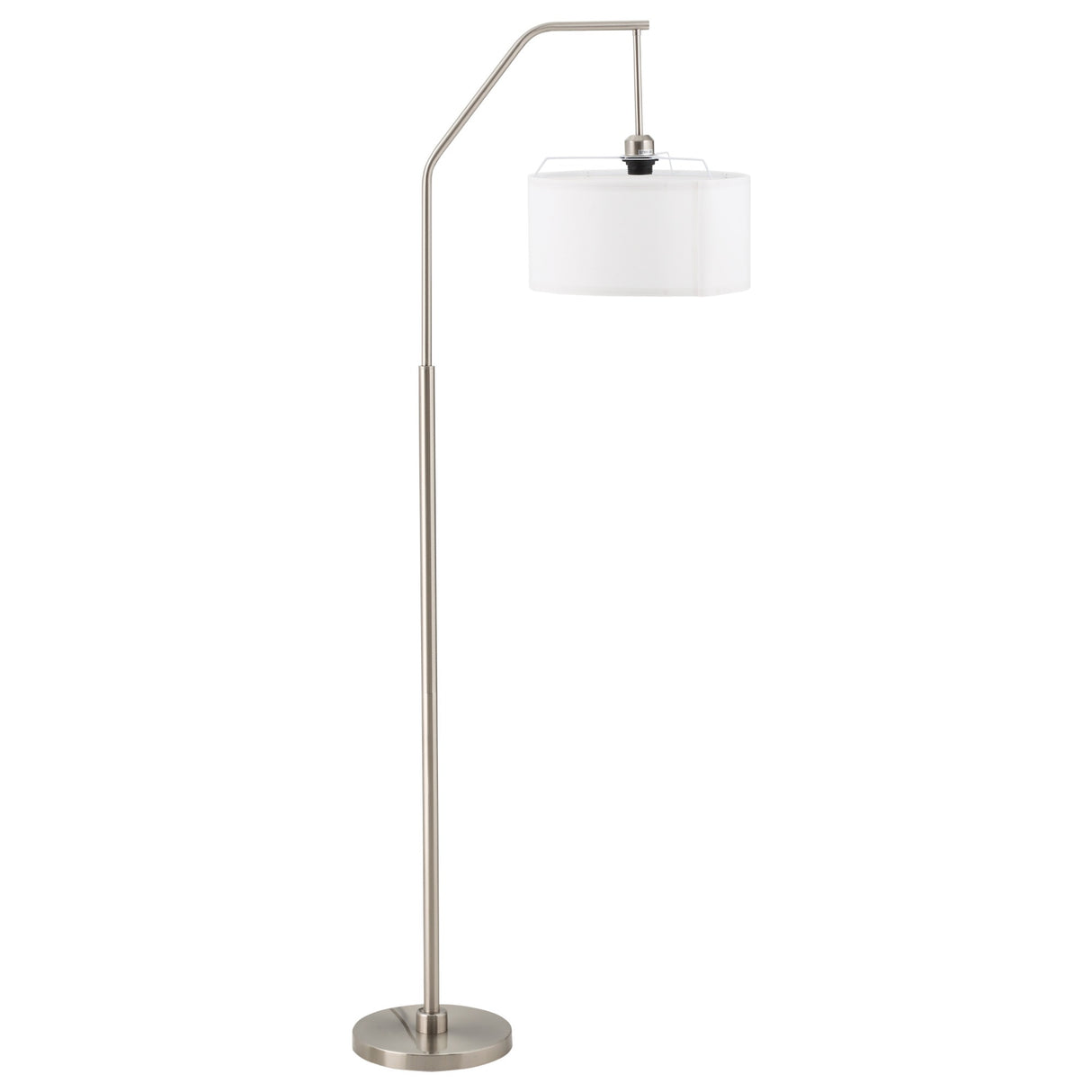 EasyComfort moderne stalen landlamp met Paralume in witte stof, 61x33x160cm