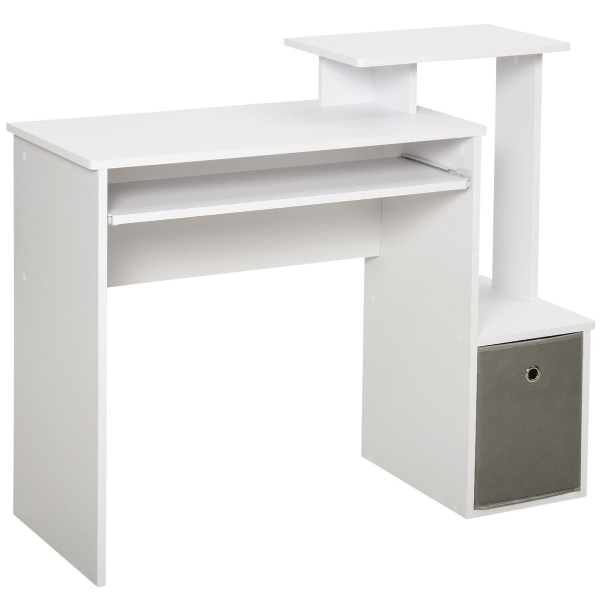 Easycomfort Modern PC-scherm met Mensola-bordtoetsenklep, touw en cassette in stof, hout, 100x40x86,6 cm, wit