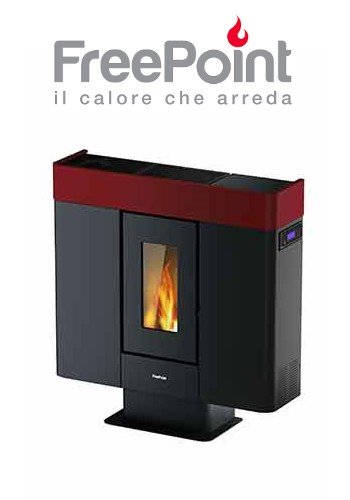 FREEPOINT PELLETKACHEL model MOON 10 kW kleur BORDEAUX