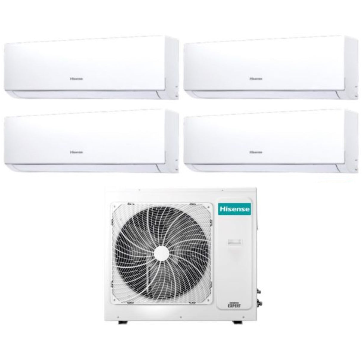 Airconditioner Hisense Square Split Inverter-serie NIEUW COMFORT 7+9+18+18 met 4AMW105U4RAA R-32 Wi-Fi Optioneel 7000+9000+18000+18000