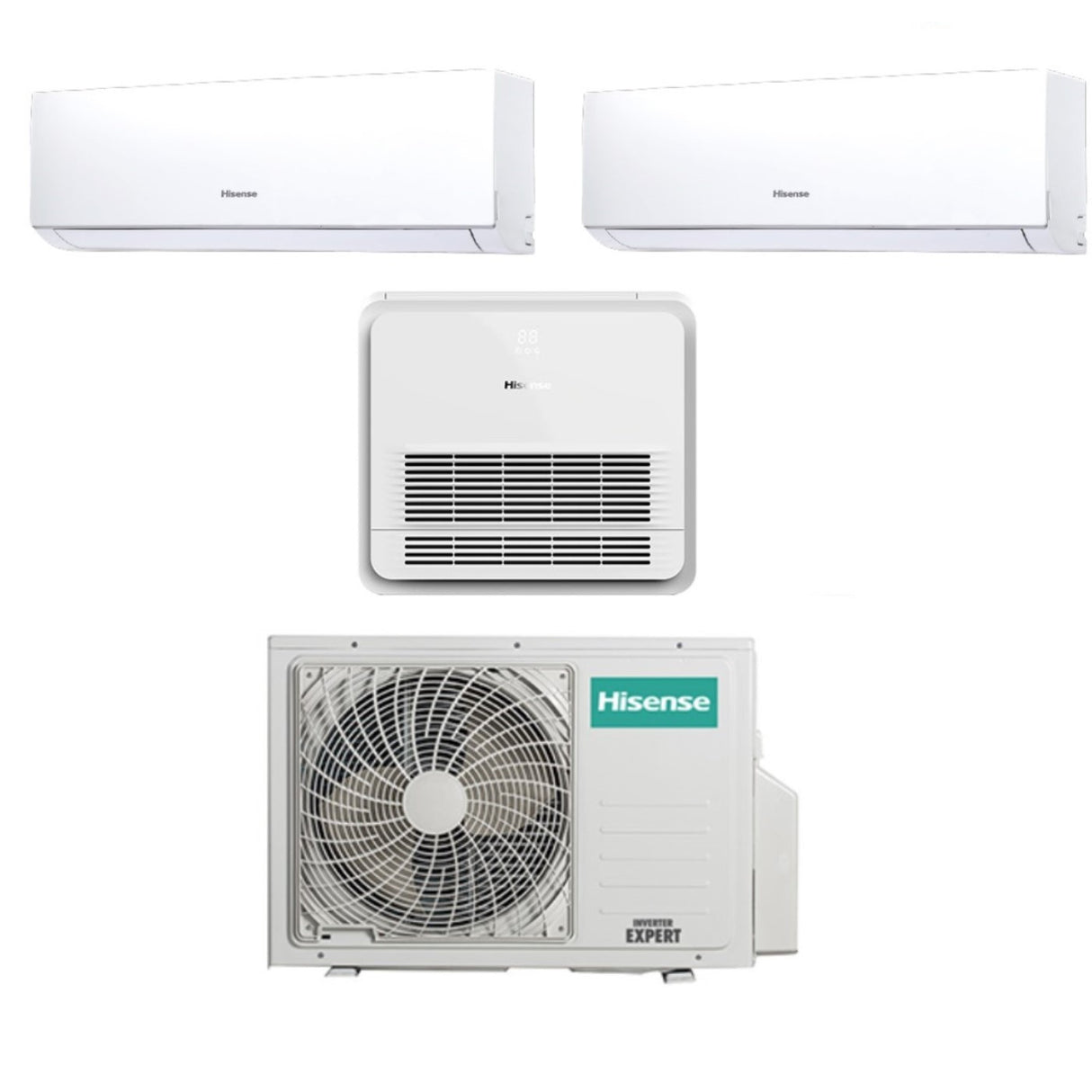 Hisense Trial Split Inverter Airconditioning NIEUWE COMFORT Serie + Console AKT 9+9+12 met 3AMW72U4RFA R-32 Wi-Fi Optioneel 9000+9000+9000