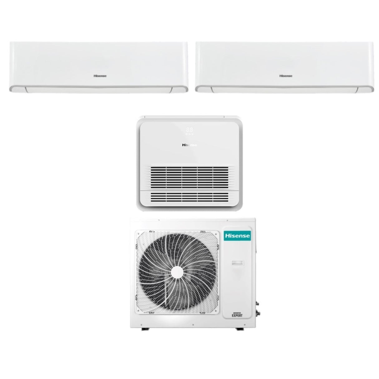 Hisense Trial Split Nieuwe Comfort 9000+12000 Airconditioner + AKT 9000 Console met 3AMW62U4RFA R-32 Wi-Fi Optioneel 9+9+12