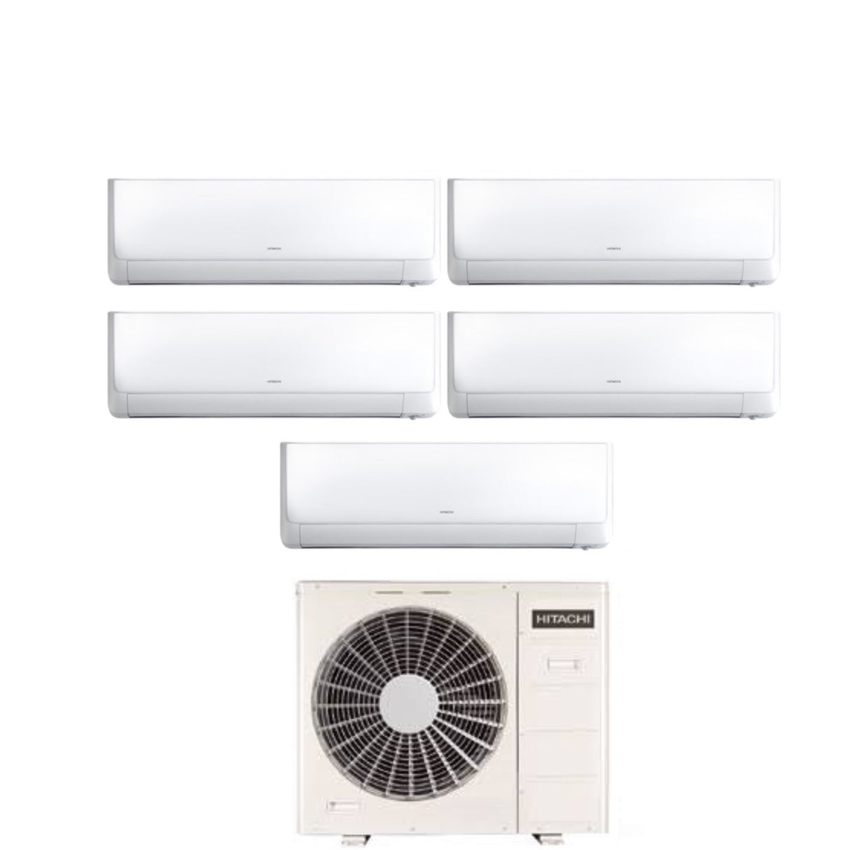 Hitachi Penta Split Inverter Airconditioner Performance Series 9+9+9+9+12 met RAM-110NP5E R-32 Wi-Fi Optioneel 9000+9000+9000+12000 - Nieuw