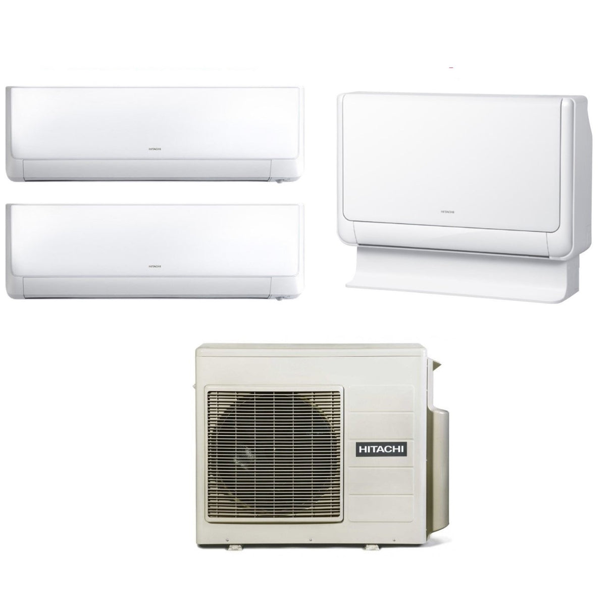 Hitachi Trial Split Inverter Airconditioning Performance Series 9000+9000 + Akebono 12000 Vloer met RAM-53NP3E R-32 Wi-Fi Optioneel 9000+9000+12000 - Nieuw