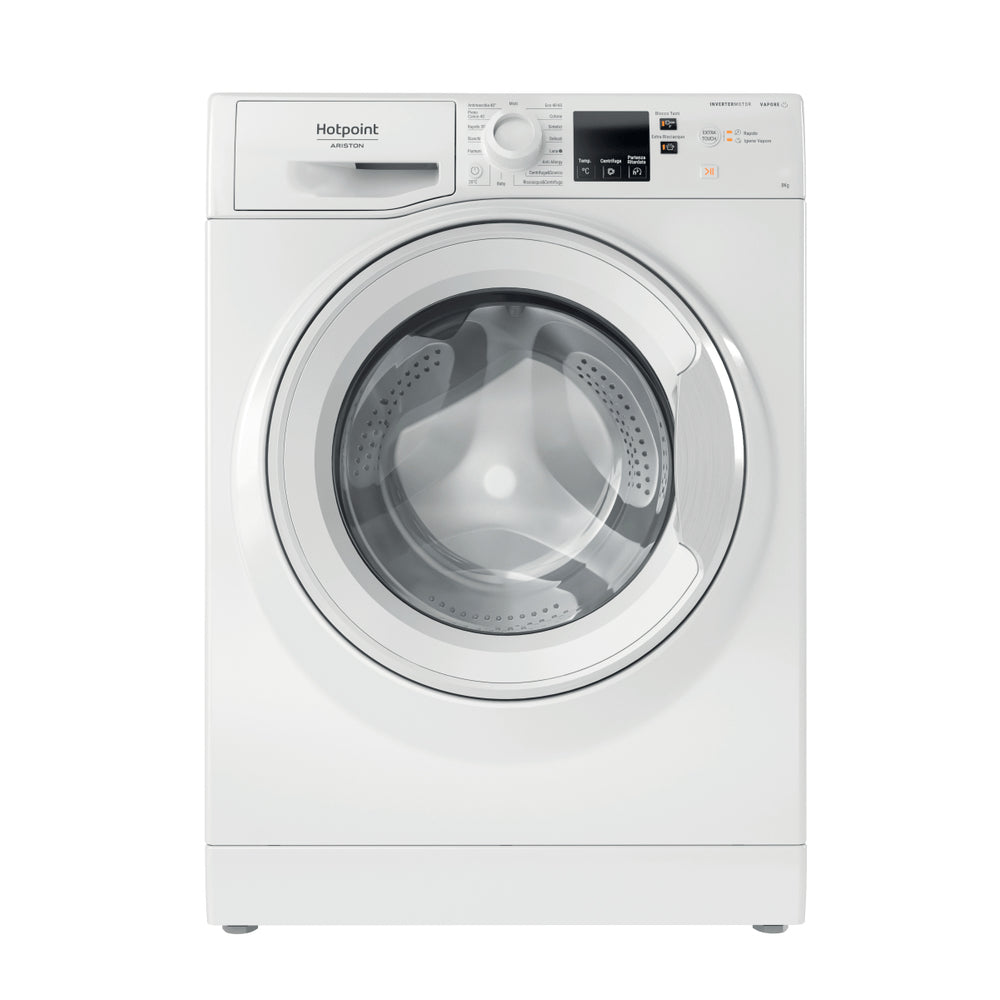 Wasmachine Frontale Belading Hotpoint NFR428W IT ACTIEF 8 Kg 1200 Draad Klasse C (A85xL59,5xP57,7) Stoom Hygiëne Motoromvormer