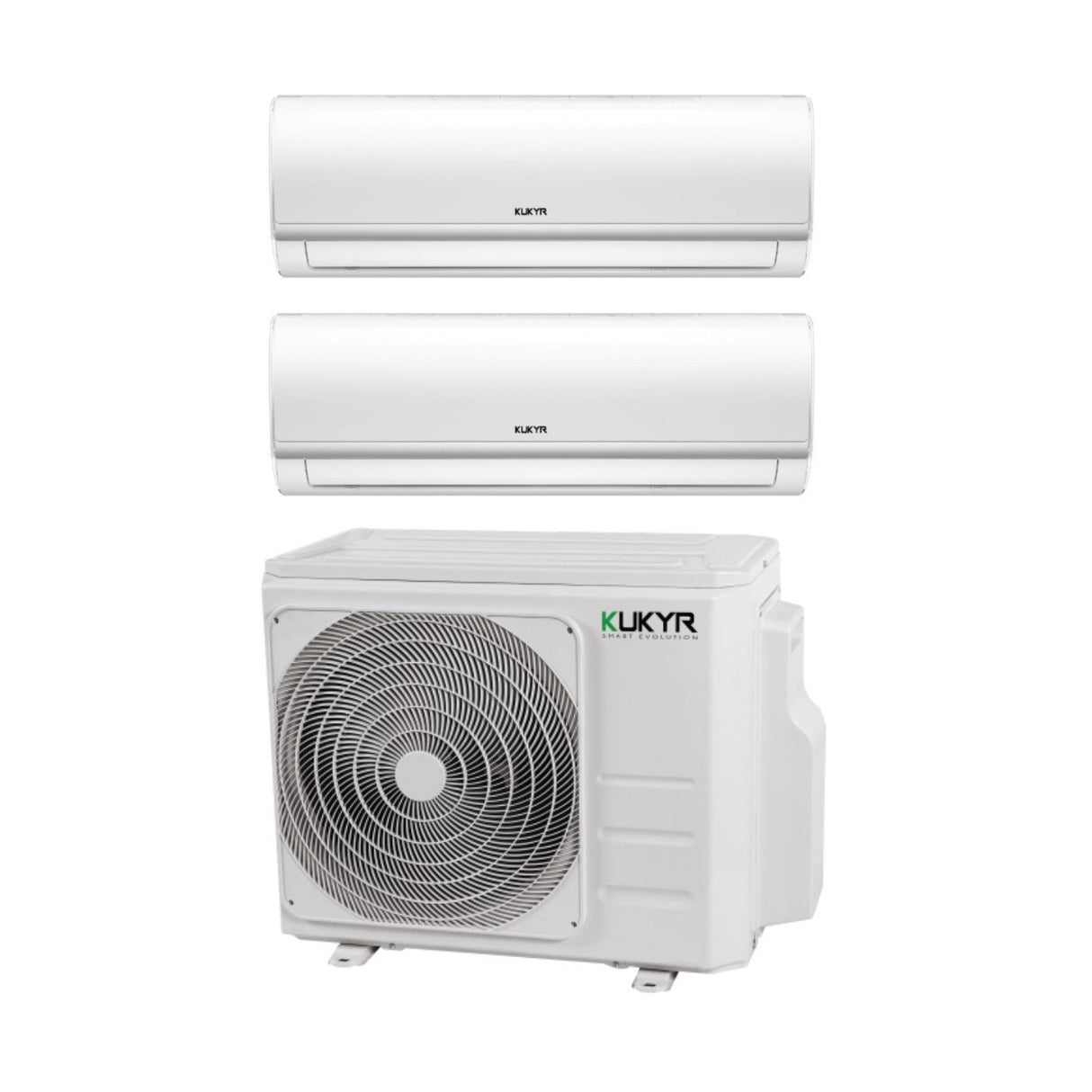 Airconditioner Kukyr Dual Split Inverter Serie SPRING 12+12 met MULTI 2-18 R-32 Wi-Fi Optioneel 12000+12000
