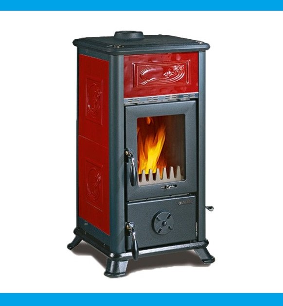 STUFA A LEGNA IN GHISA LA NORDICA EXTRAFLAME MOD. DORELLA L8 X 6,8 KW BORDEAUX