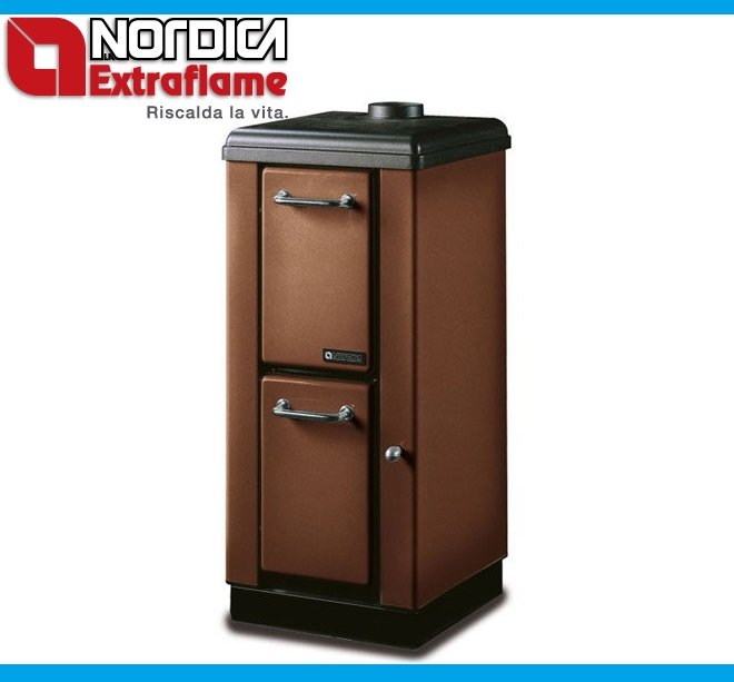 STUFA A LEGNA LA NORDICA EXTRAFLAME model MIGNON 4 kW MARRONE IN ACCIAIO EN GHISA