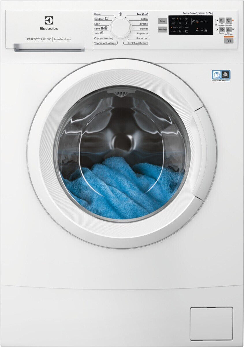 Electrolux 7 kg slanke wasmachine met voorlader 600 SensiCare-serie EW6S570I klasse D (H84,3 x B44,9 x L59,5) 1000 RPM stoom ECO-functie invertermotor