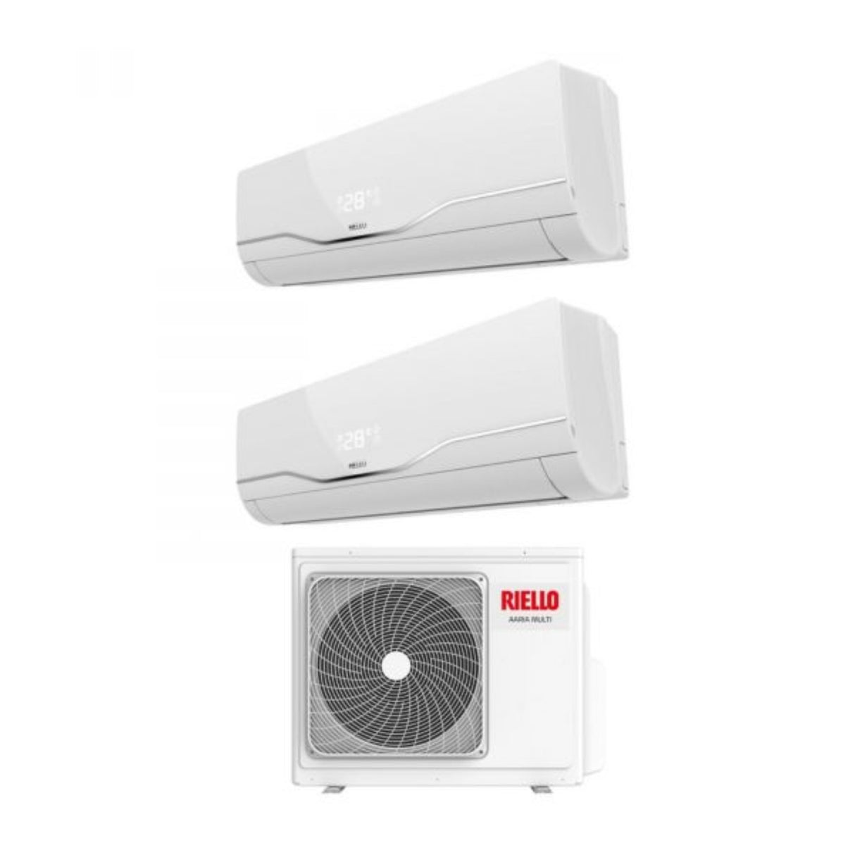 Airconditioner Riello Dual Split Inverter Serie Air Plus 7+7 met Air Multi 250 P R-32 Wi-Fi Optioneel 7000+7000