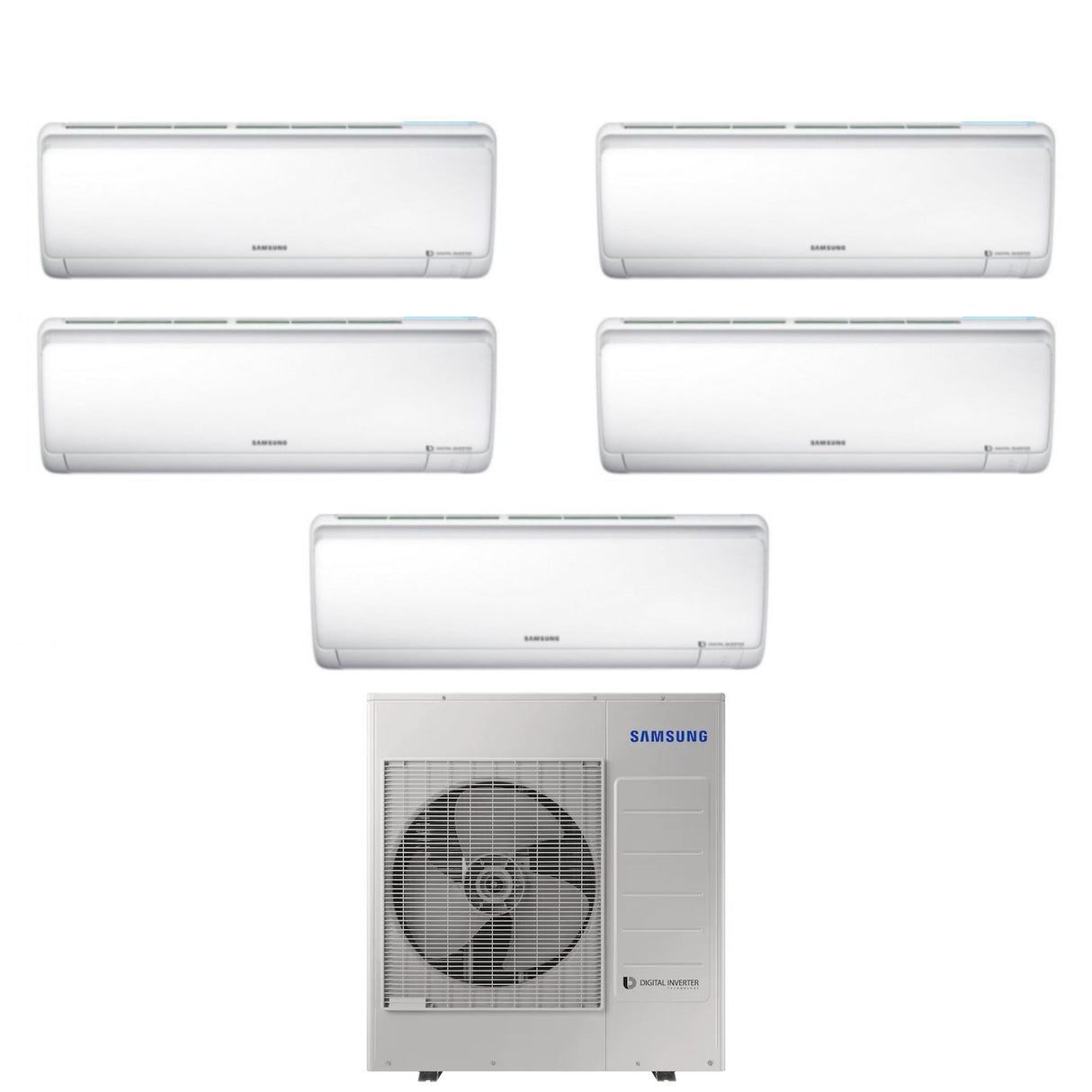 Airconditioner Samsung Penta Split Inverter Serie MALDIVES QUANTUM 7+9+9+9+9+18 met AJ100MCJ5EH R-410 7000+9000+9000+9000+18000 - Nieuws 2019