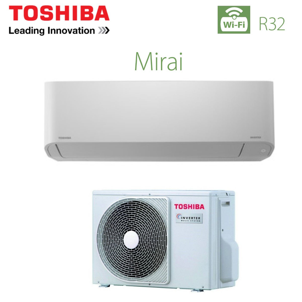Toshiba Inverter Airconditioner MIRAI-serie 13000 Btu RAS-13BKVG-E R32 Wi-Fi Optioneel