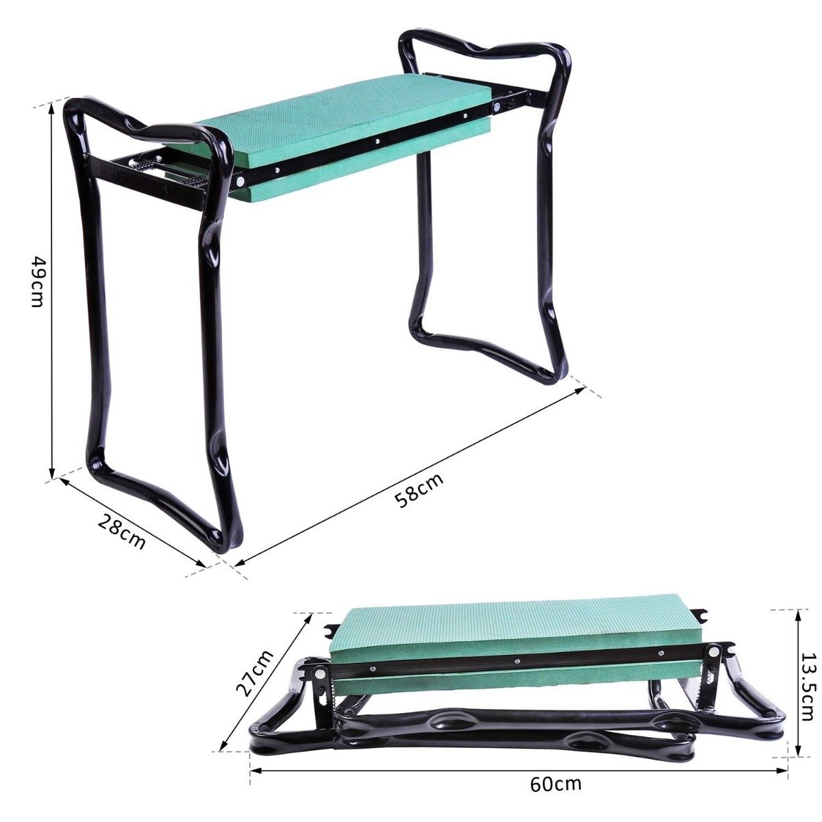 EASYCOMFORT Opvouwbare tuinkniestoel van staal met schuimrubberen kussen 58x28x49cm