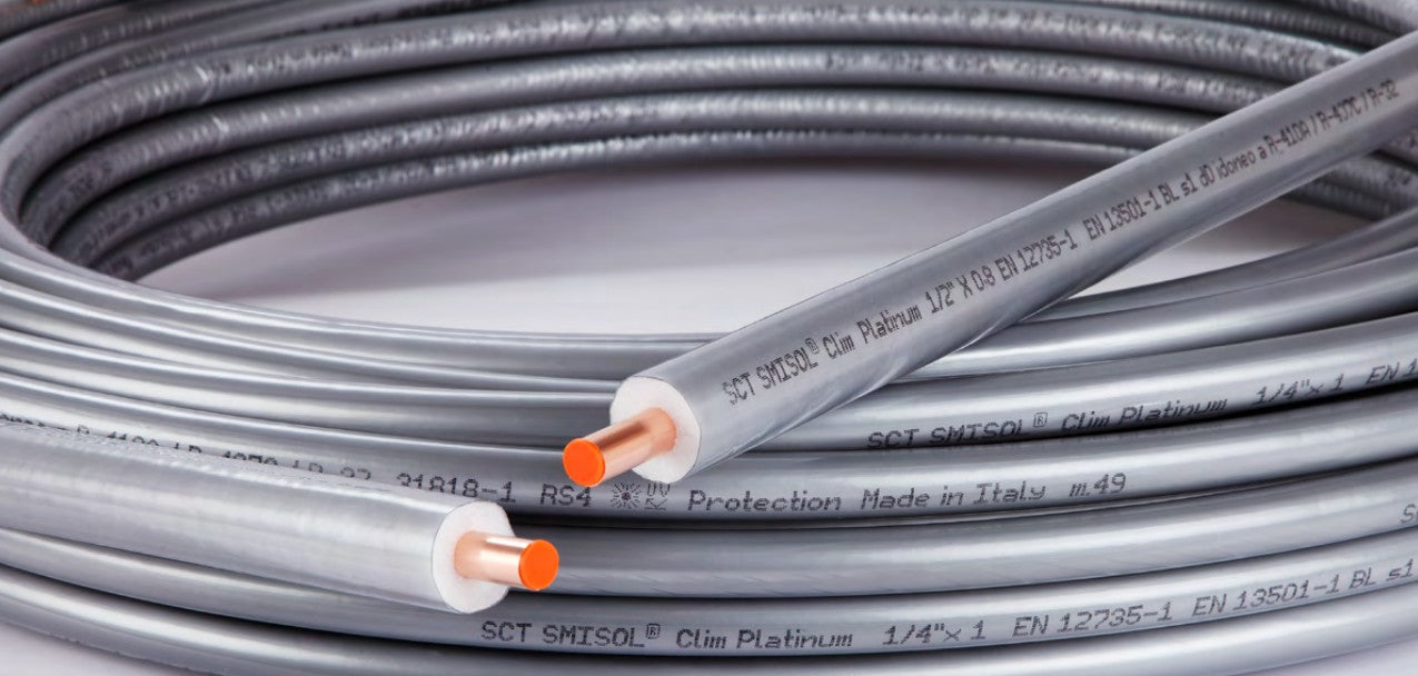 Koperen buis SCTubes SMISOL CLIM PLATINUM voor airconditioning 50 meter dikte 1,0 mm met diameter 1/4 - 3/8 - 1/2