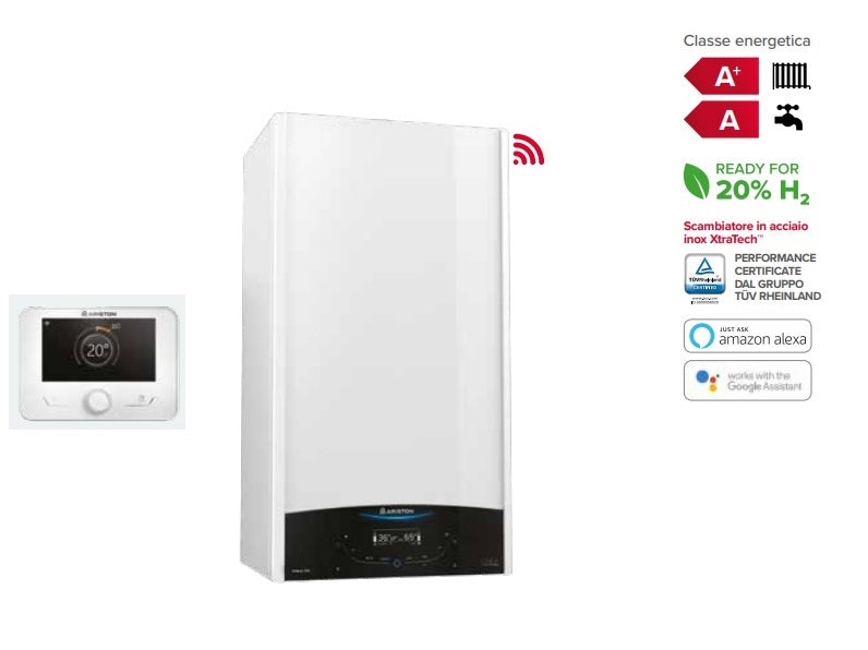 Ariston GENUS ONE+ NET Condensatieketel 35 kW Laag NOx Methaan of LPG met Sensy als standaard Wi-Fi Alexa en Google Home Compleet met rookgasafvoerkit