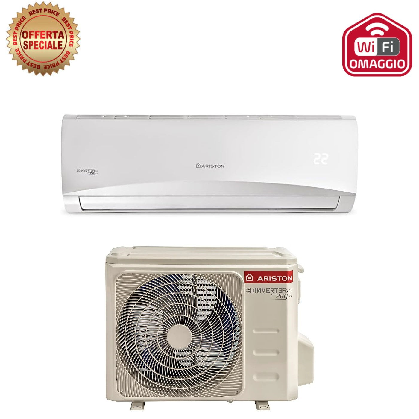 Ariston Inverter Airconditioner PRIOS serie 9000 btu C 25 MUD0 R-32 Wi-Fi Optioneel Klasse A++/A+