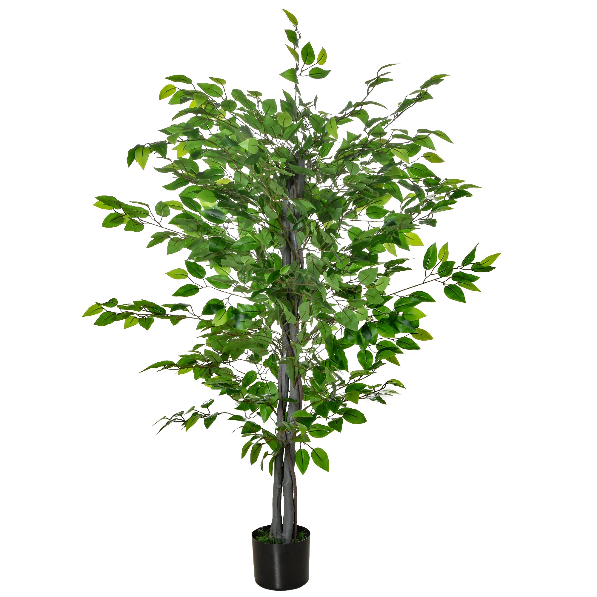 EASYCOMFORT Kunst Ficus Plant 135cm Hoog met Pot voor Binnen en Buiten, Groen