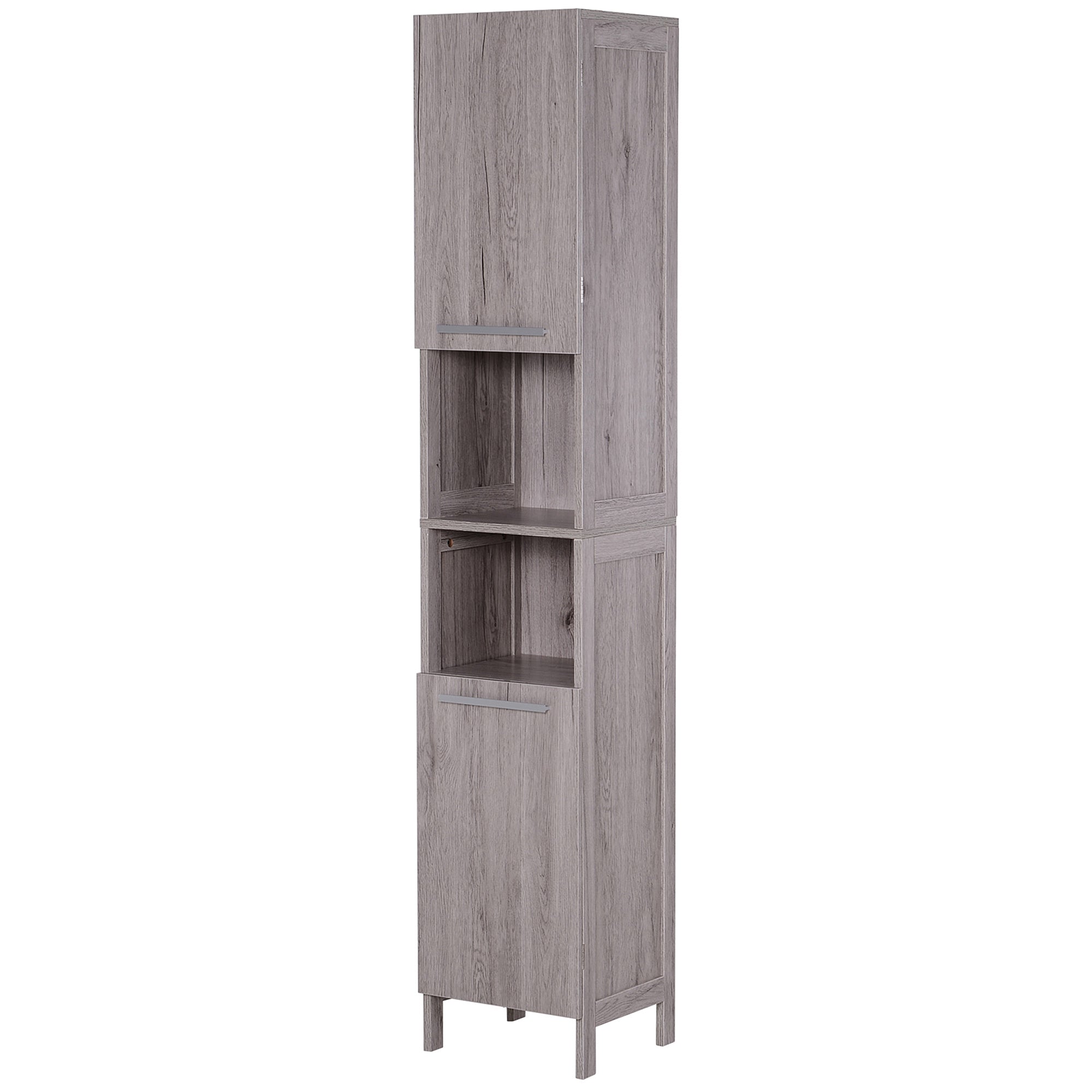 Easycomfort Kolom Badkamer in MDF met 2 Kasten en 2 Open Touw, 30x32x172,5 cm, Kleur Hout