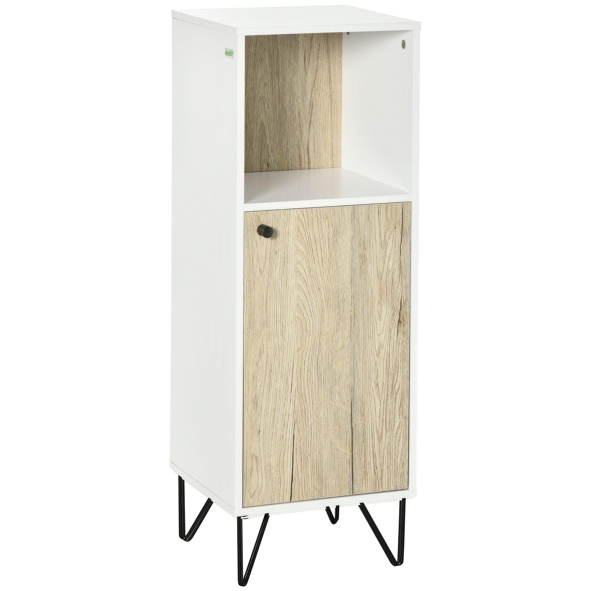 Easycomfort Mobiele Badkamer met Open Touw en Garderobekast met Houten Anta, 31,5x30x91cm, Kwarts en Wit