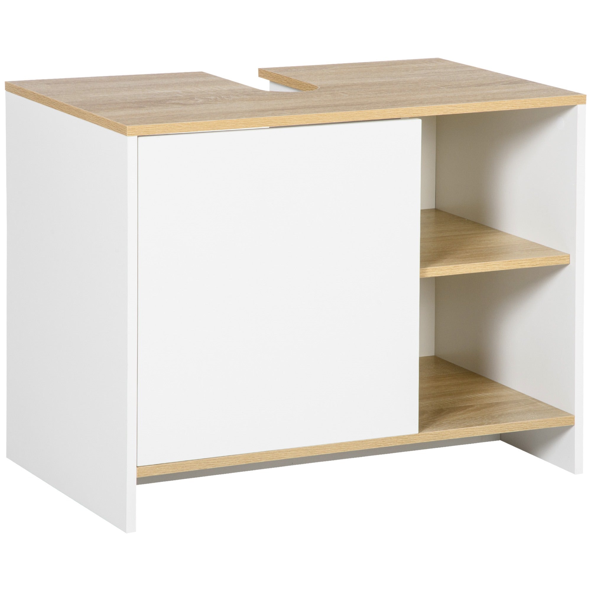 EasyComfort Mobiele Badkamerkelder met Garderobekast en 2 Rails, 77 x 45 x 60 cm, Wit en Kleur Hout