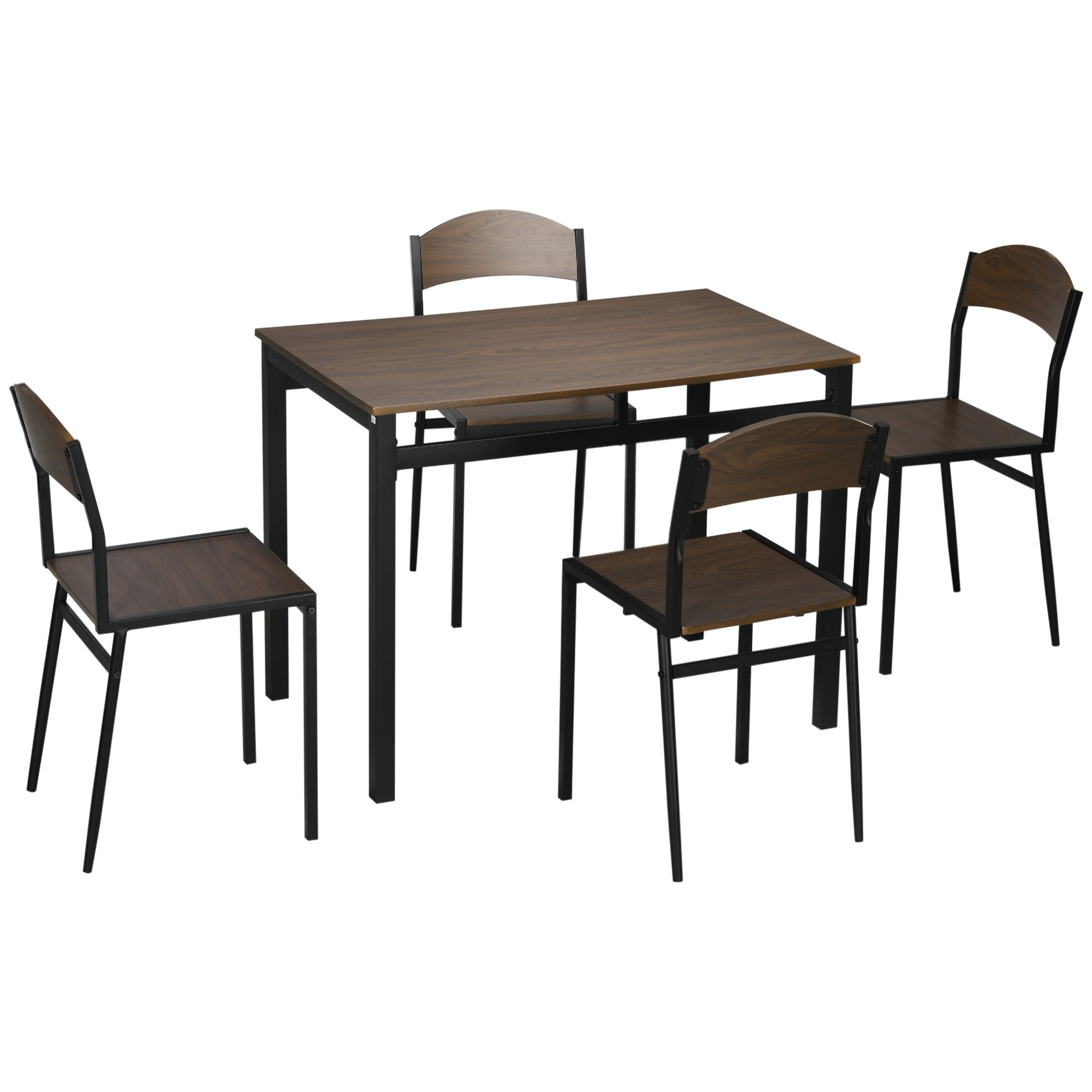 EasyComfort 5-delige lunchset met 1 rechthoekige tafel 100x63x76,5 cm en 4 stoelen 45x40x82 cm, in staal en MDF
