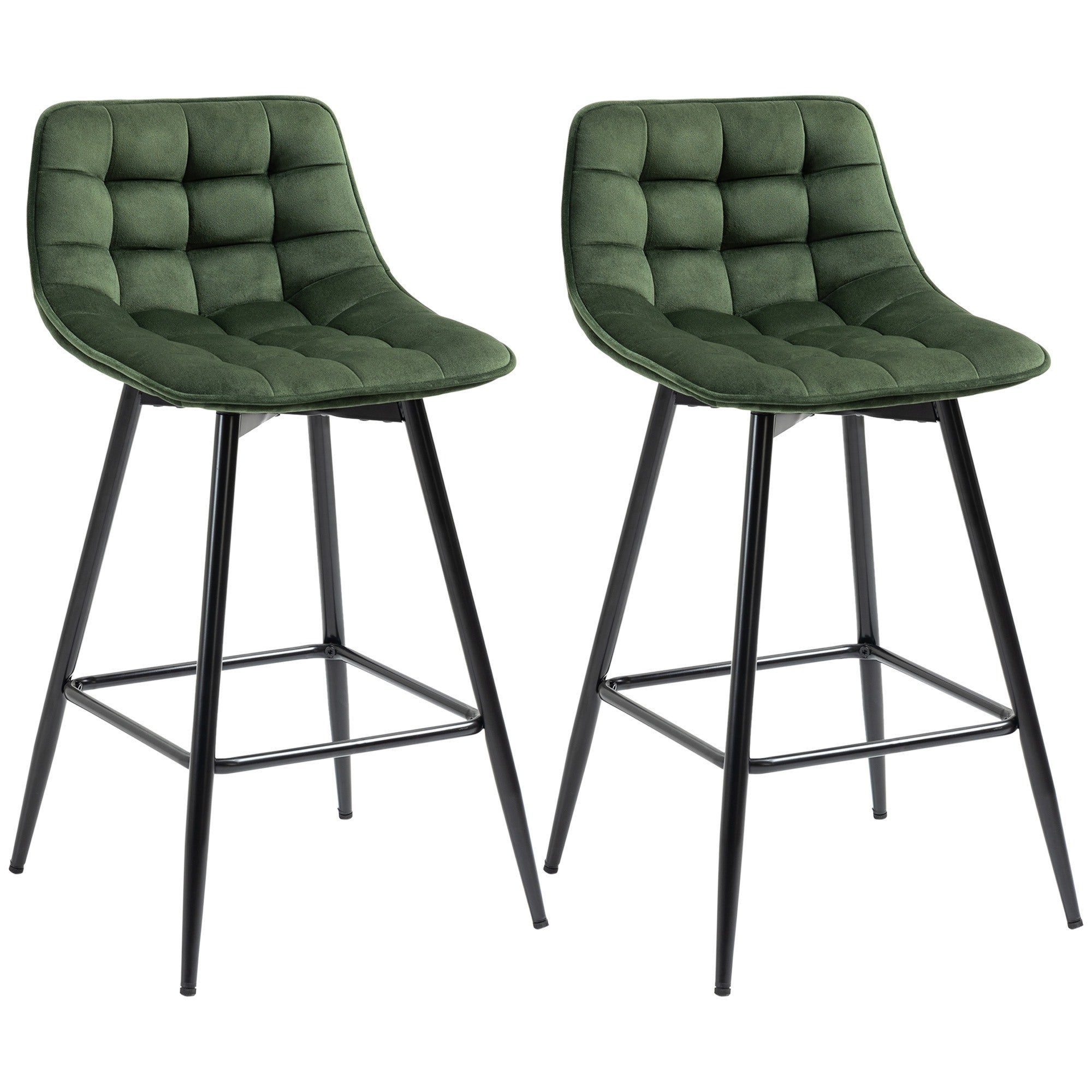 Easycomfort Set 2 Barkrabbers met Vloerkleed en Schoeisel Nordic Style in Metaal en Velluto, Groen, 45x47x84cm