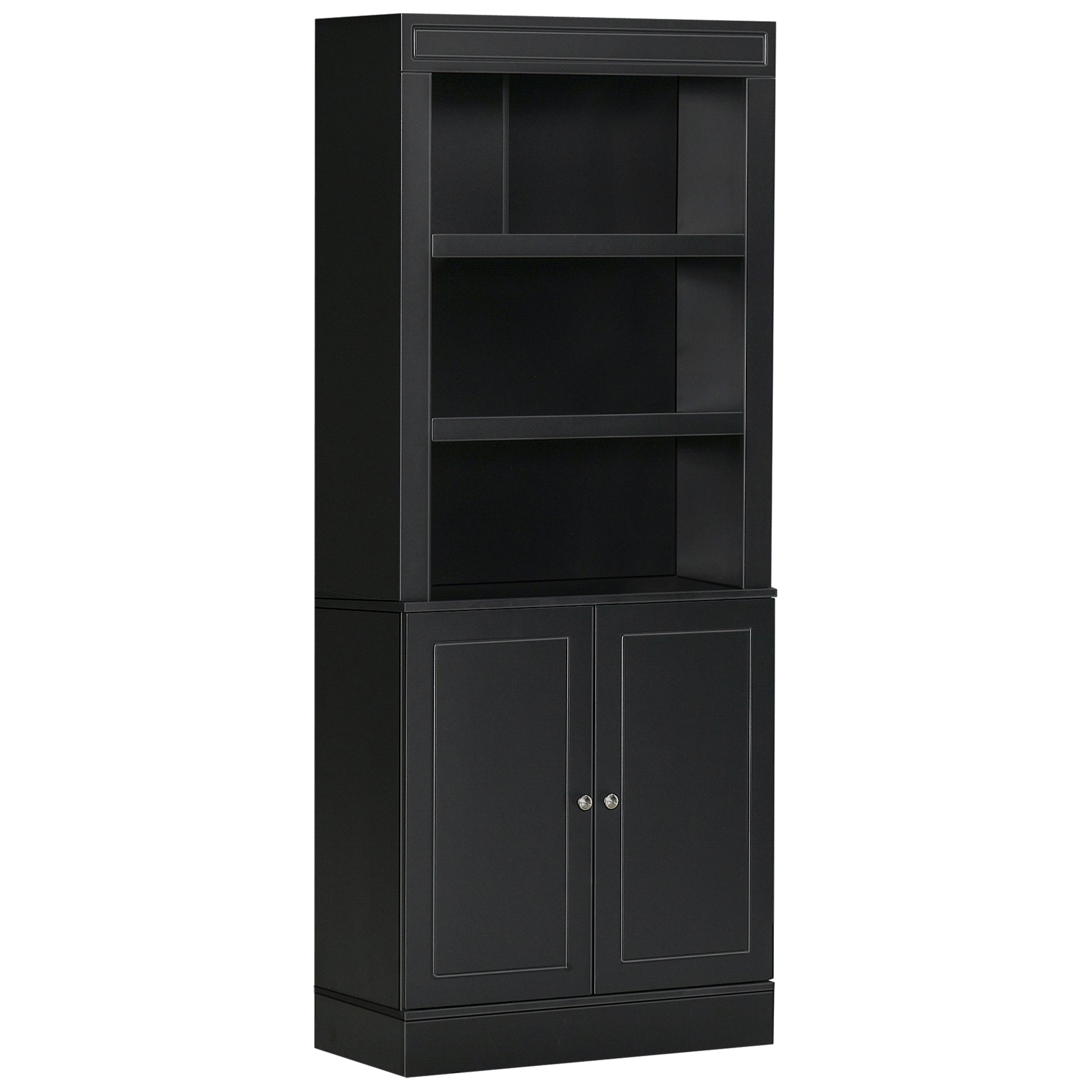 Easycomfort Credenza Houten Keuken met Ribben en Garderobekast 2 Fronten met Verstelbare Mouwen, 74,6x35,5x182,5cm