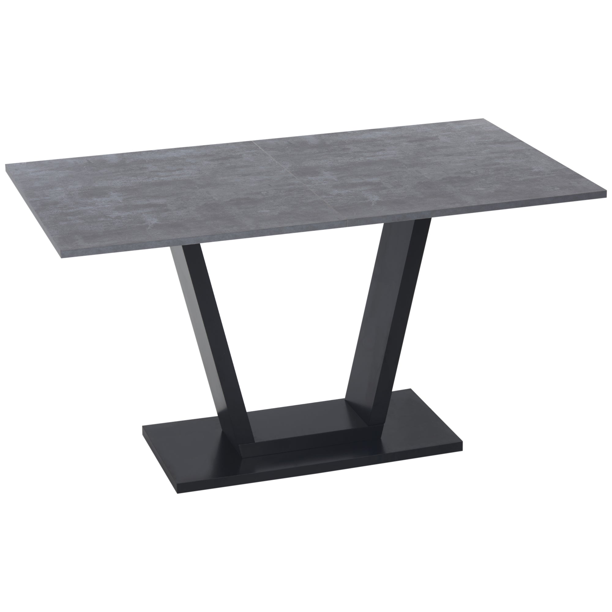 Easycomfort Eettafel voor 4-6 personen met marmerlook blad en stalen onderstel, 140x80x76cm, zwart