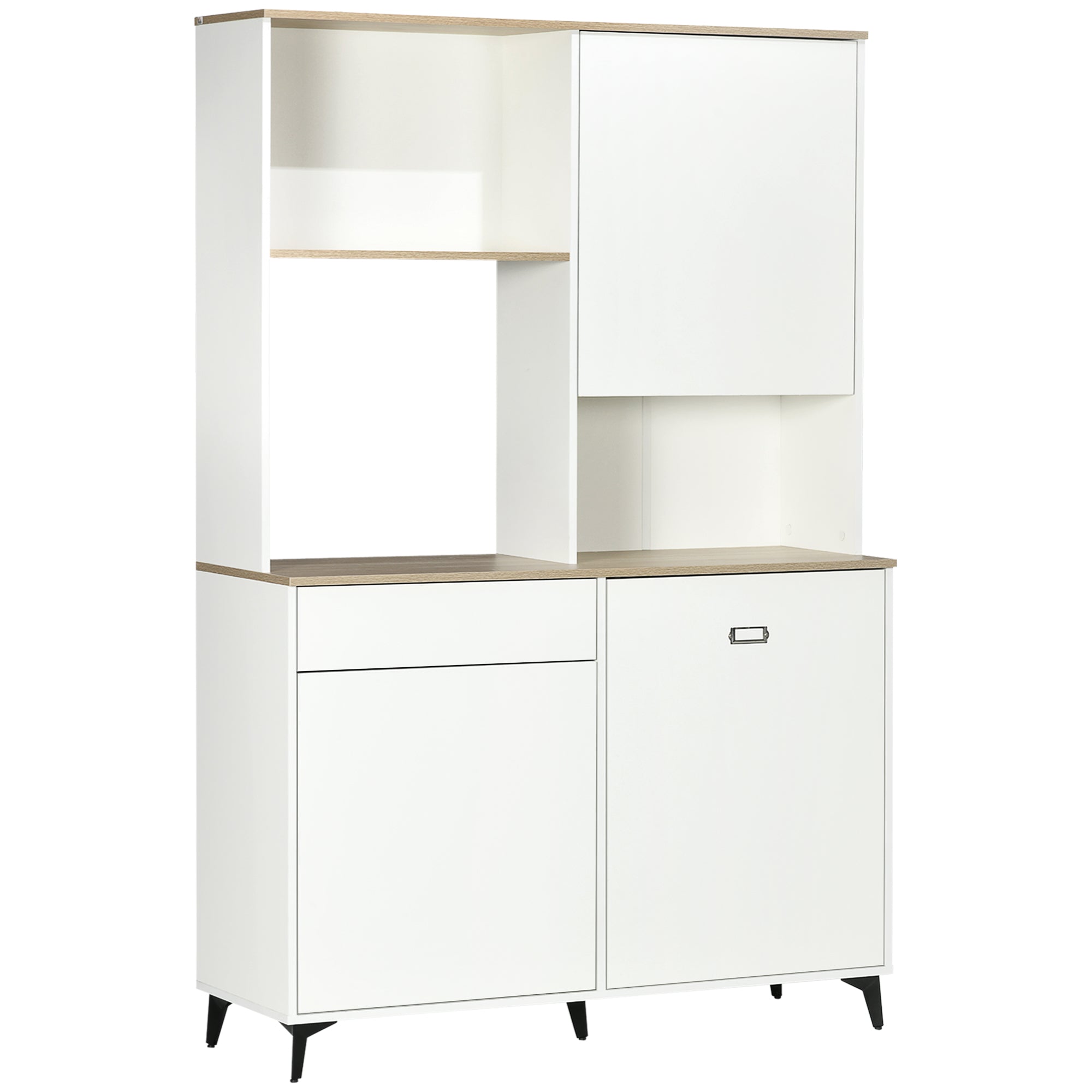 EasyComfort Dispensa keuken in Truciolate en MDF met open touw, kast en cassette, 119x41x180 cm, wit