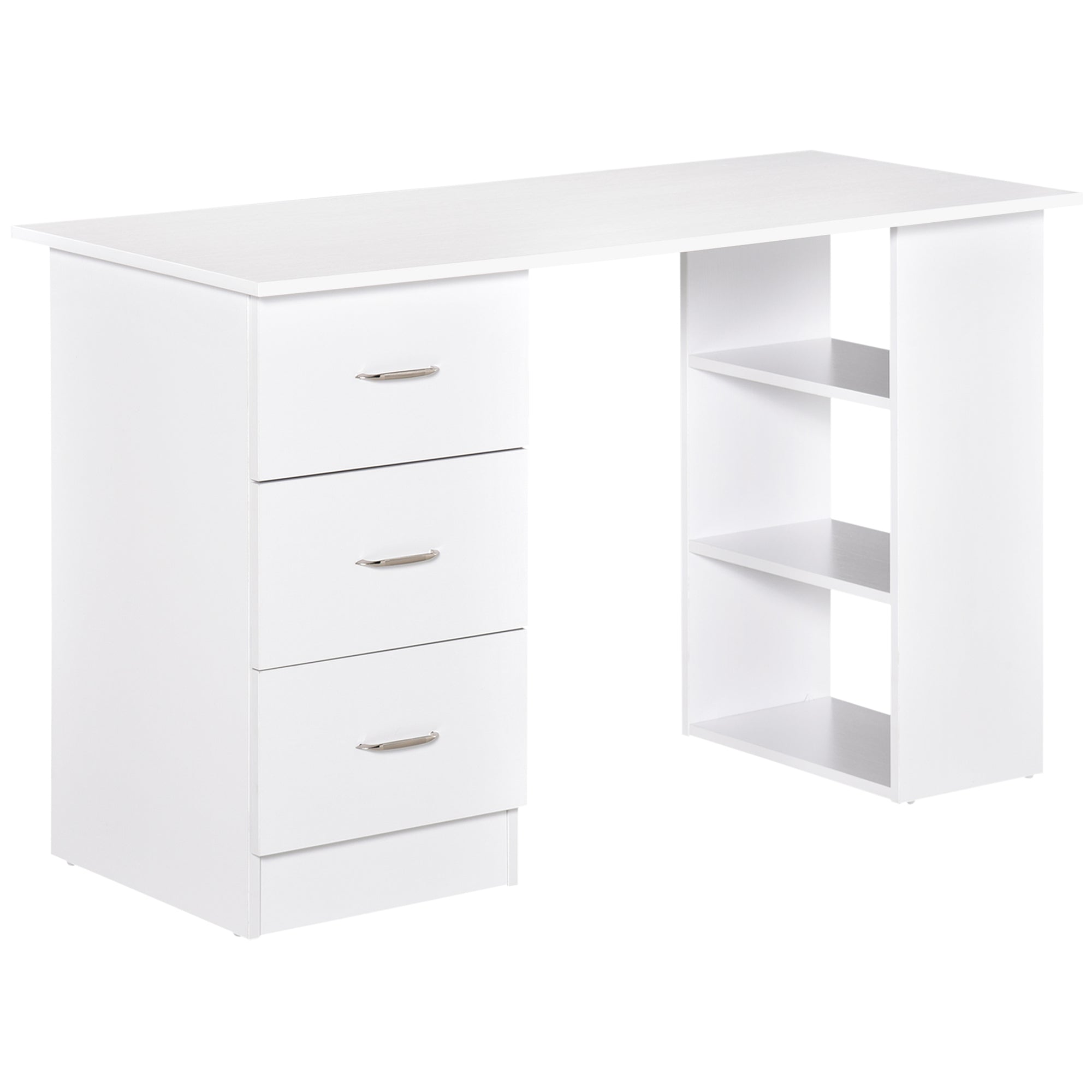 Easycomfort Desk PC-deur met 3 cassettes en 3 ribben, kamer en kantoor in hout 120x49x72cm wit
