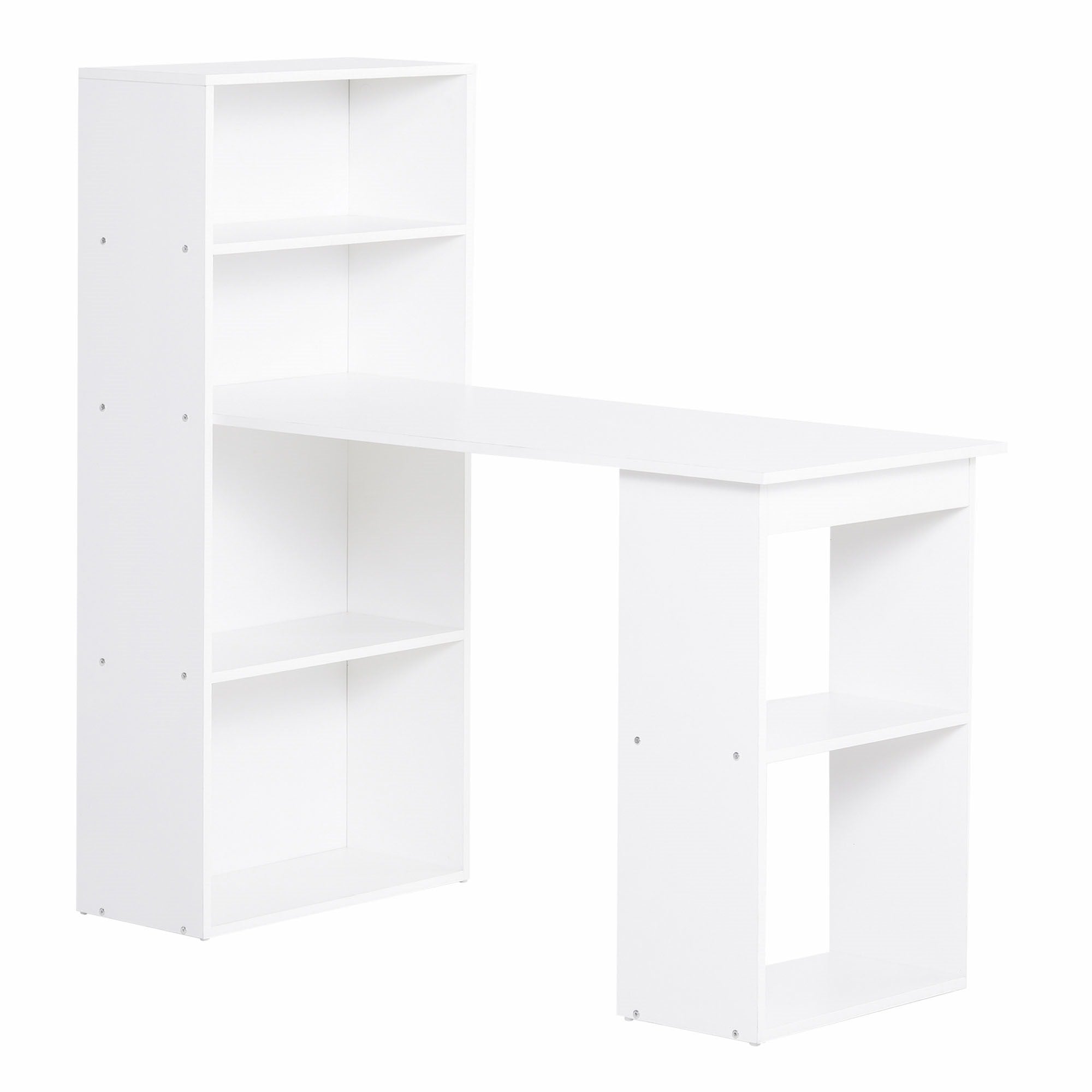 Easycomfort Bureau Computer met Bibliotheek Bespaar Ruimte, Eettafel voor Kantoor en Studio, 120x55x120 cm, Wit