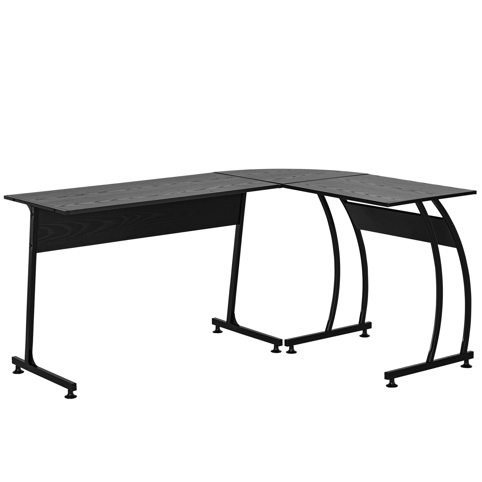 Easycomfort Desk Gaming Hoekig in hout en metaal, voor thuiskantoor of studio, ruimtebesparend, 112,5 x 152 x 74 cm, zwart