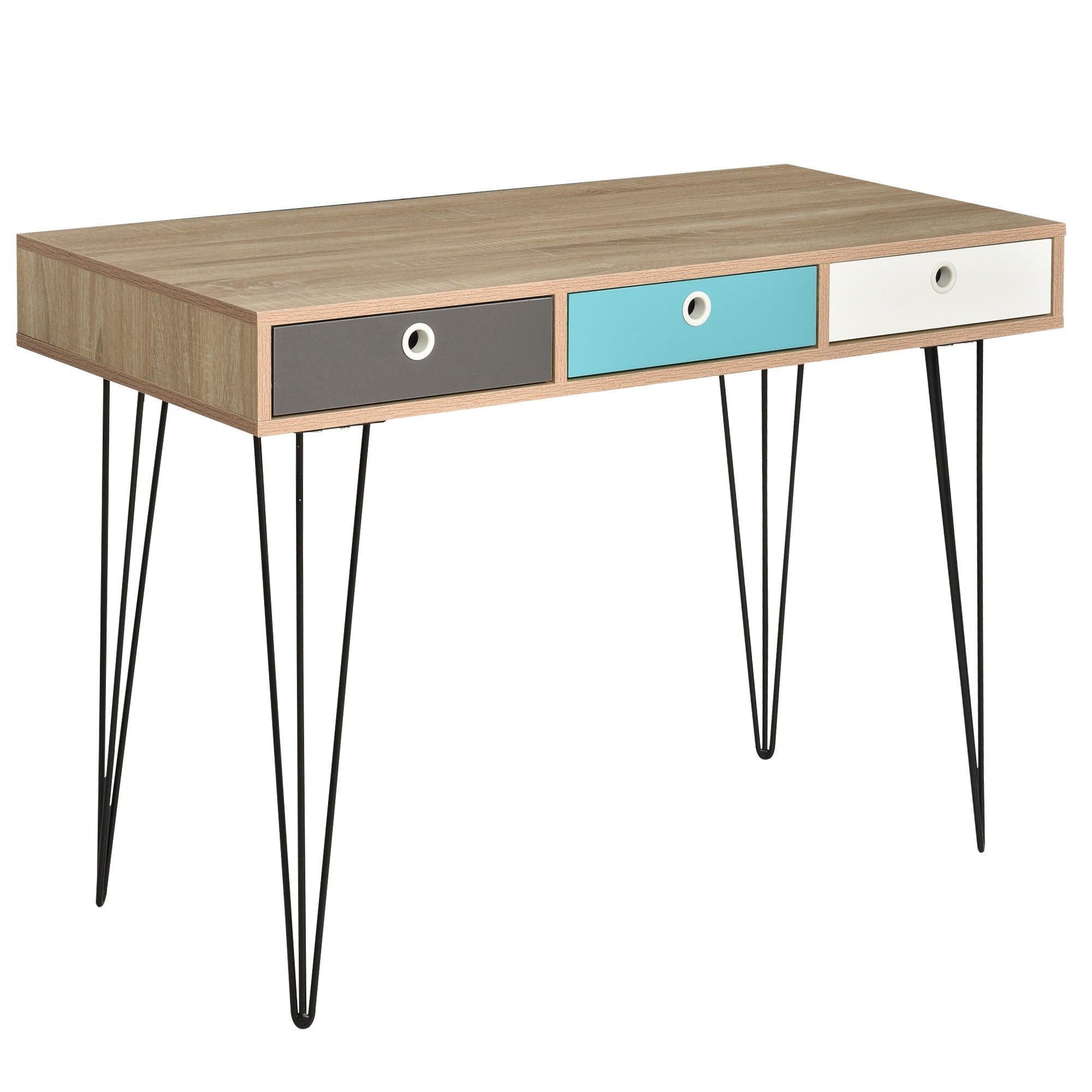 Easycomfort Moderne schroef met 3 veelkleurige cassettes in hout en metaal, schroef voor kamer en kantoor in Scandinavische stijl, 110x50x77,5cm