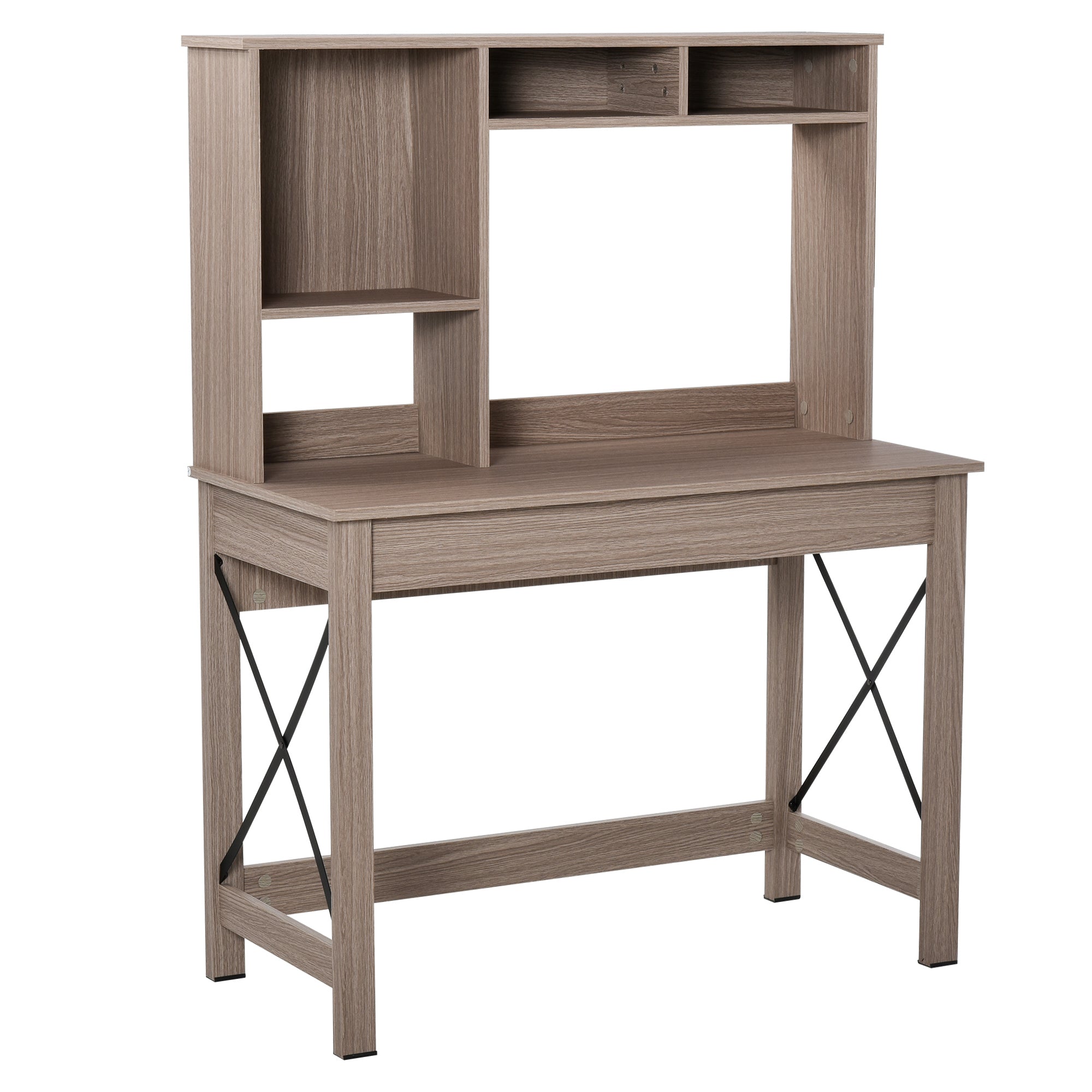 Easycomfort Bureau Coffle met houten bovenbibliotheek voor kamer, kantoor of kantoor, ruimtebesparend 105x50x137,5cm