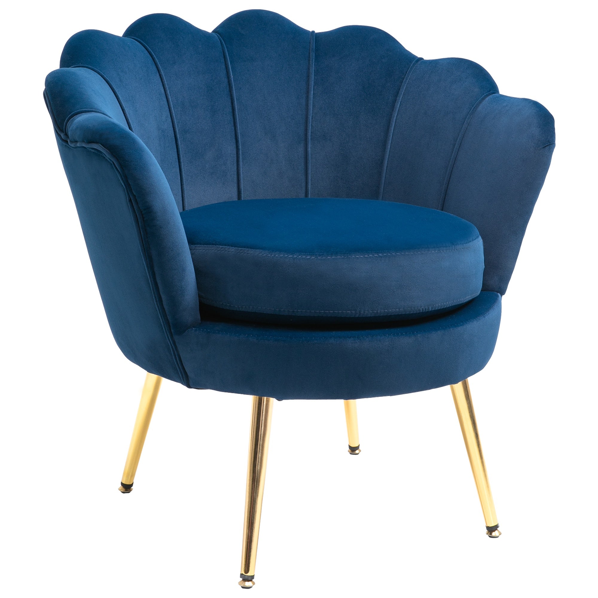 Easycomfort Vintage Design Stoel in Blauw Leer, Kamerstoel met Hoog Leer 76x67x74cm