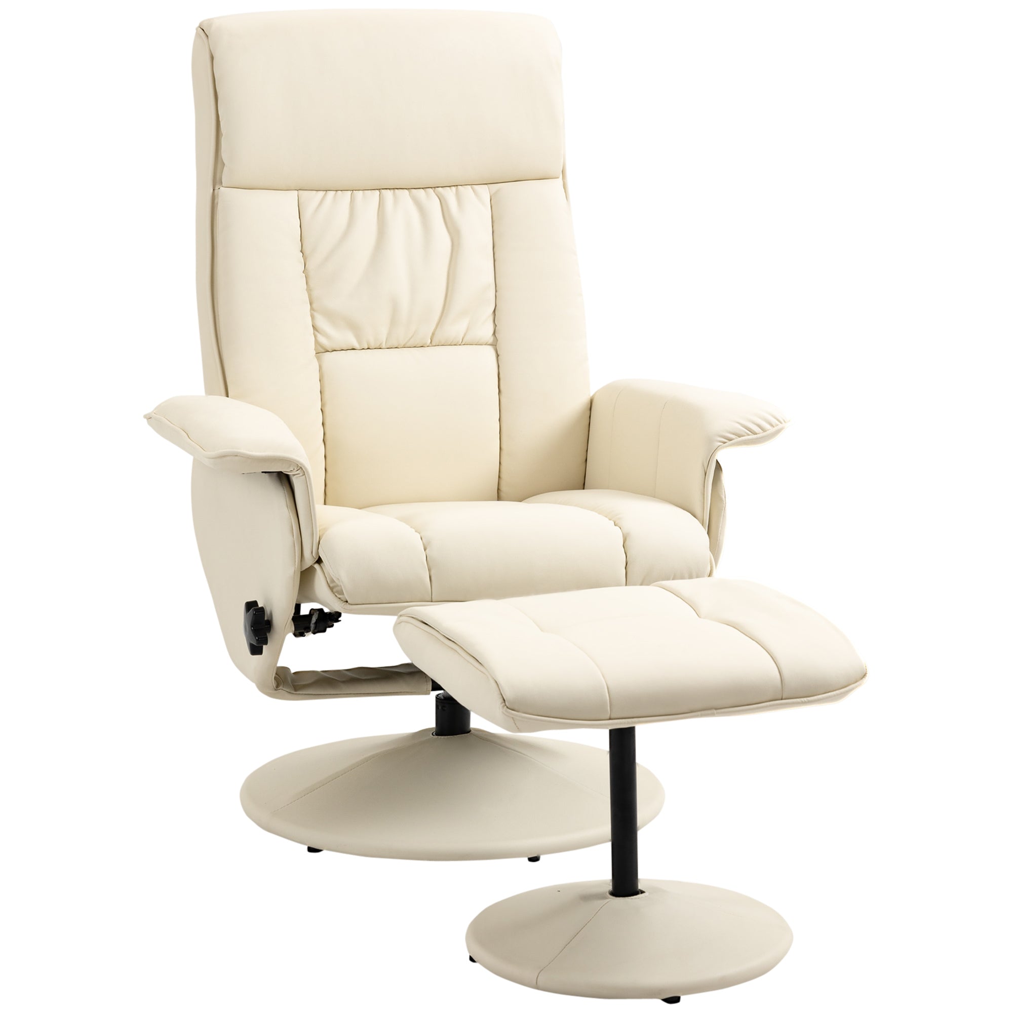 Easycomfort Relaxfauteuil, verstelbaar tot 135° met verwisselbare zitting en poefvoet, 78x84x110cm, crème