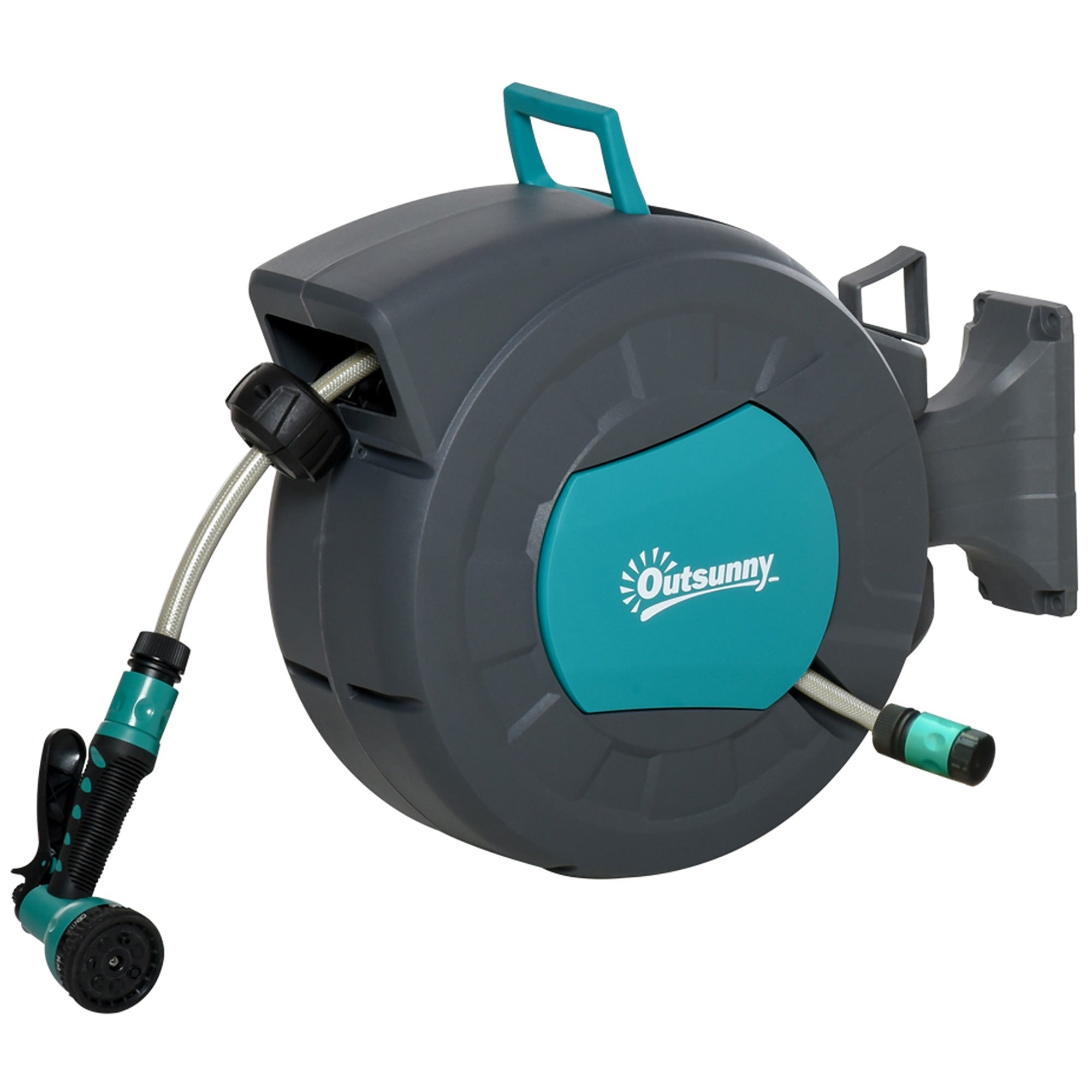 EASYCOMFORT Automatische 180° draaibare wandgemonteerde pijphaspel, 15m pijp en multifunctioneel pistool