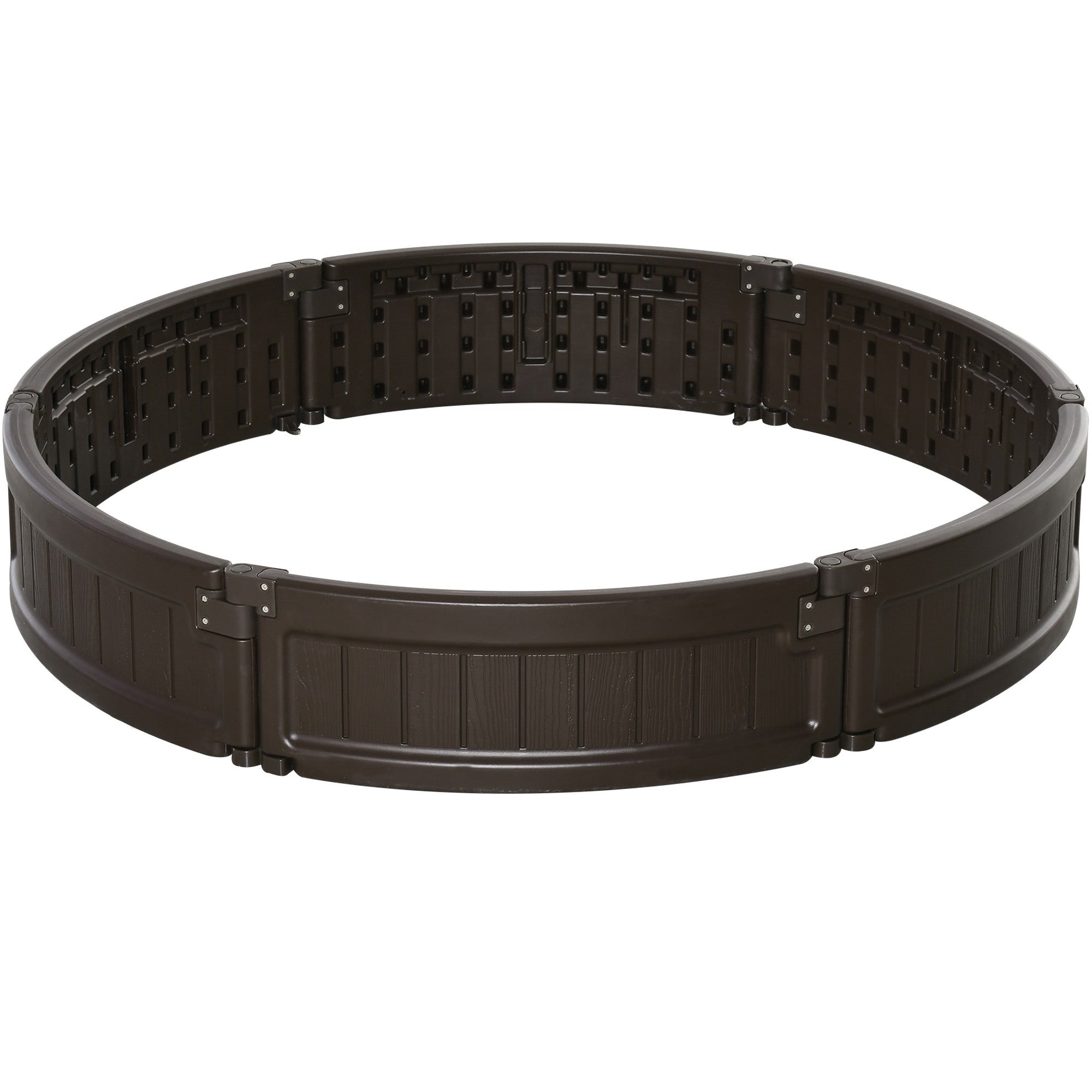 EASYCOMFORT Verhoogd tuinbed in HDPE, ronde buitenbak, ?123x21cm, bruin