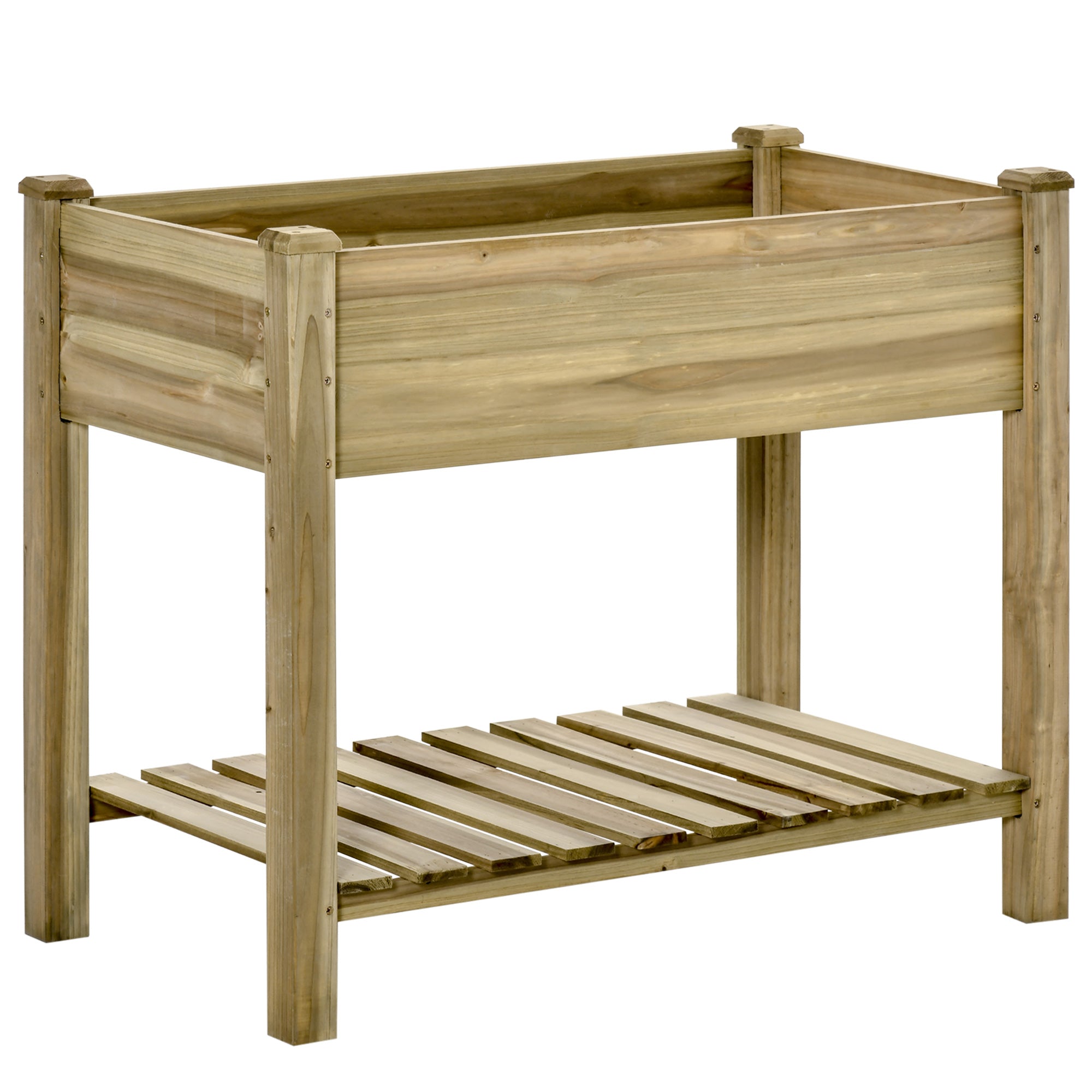 EASYCOMFORT Verhoogde houten plantenbak met poten en onderplank voor tuin en balkon 91x51x76cm