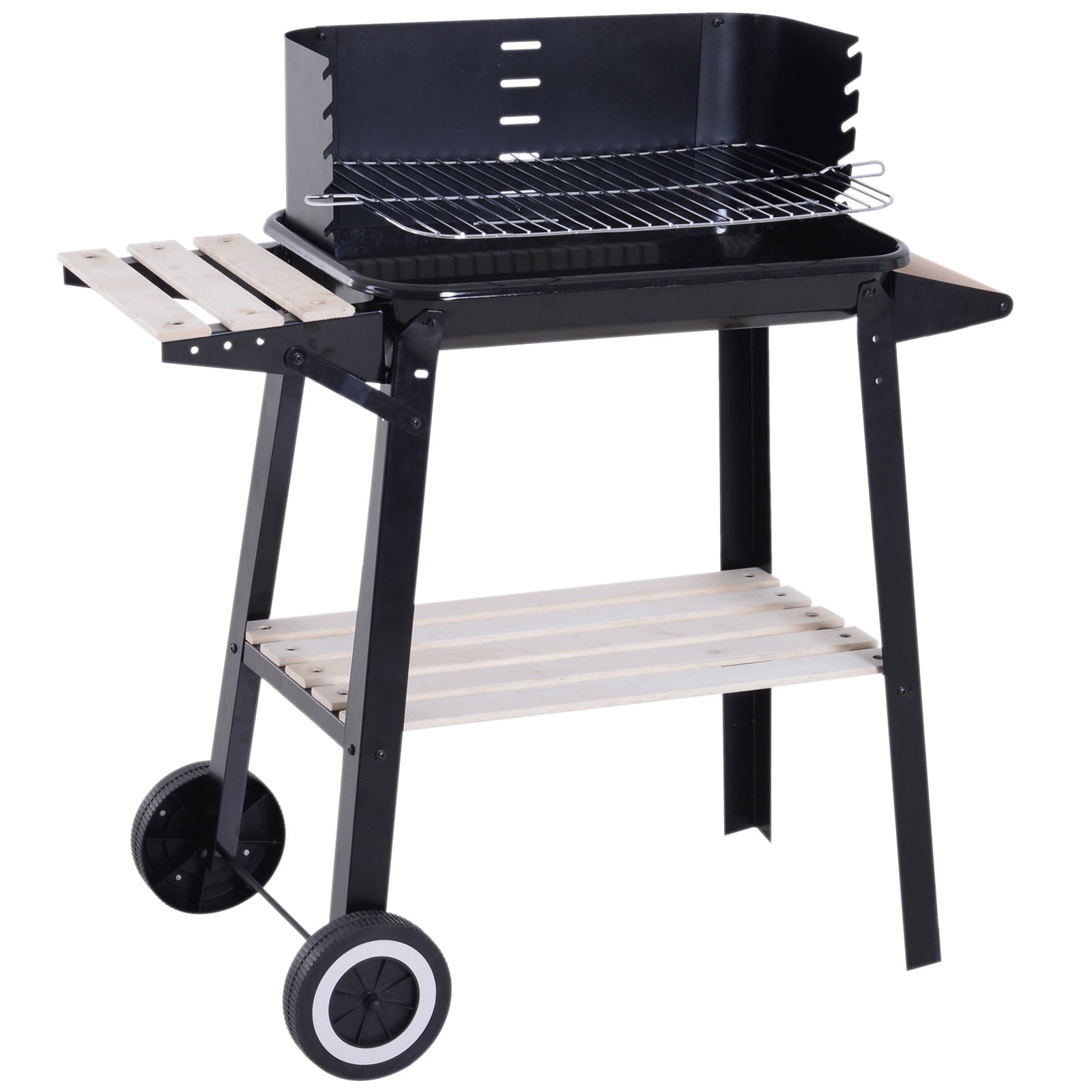 EASYCOMFORT Houtskoolgrill Barbecue Picknick Verstelbare Hoogte Zwart 87x45x83 cm