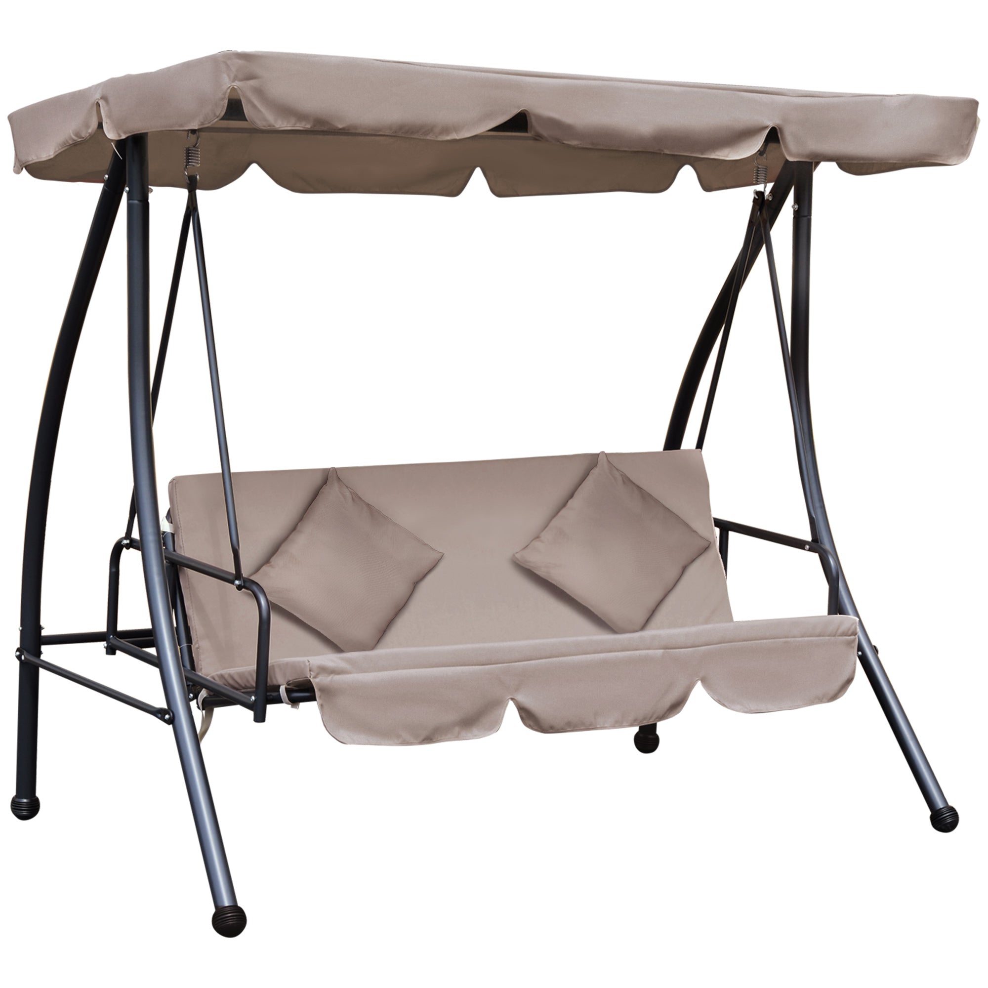 EASYCOMFORT 2-in-1 buitenschommel voor 3 personen, omvormbaar tot bed met hemel, 200x125x170cm, beige